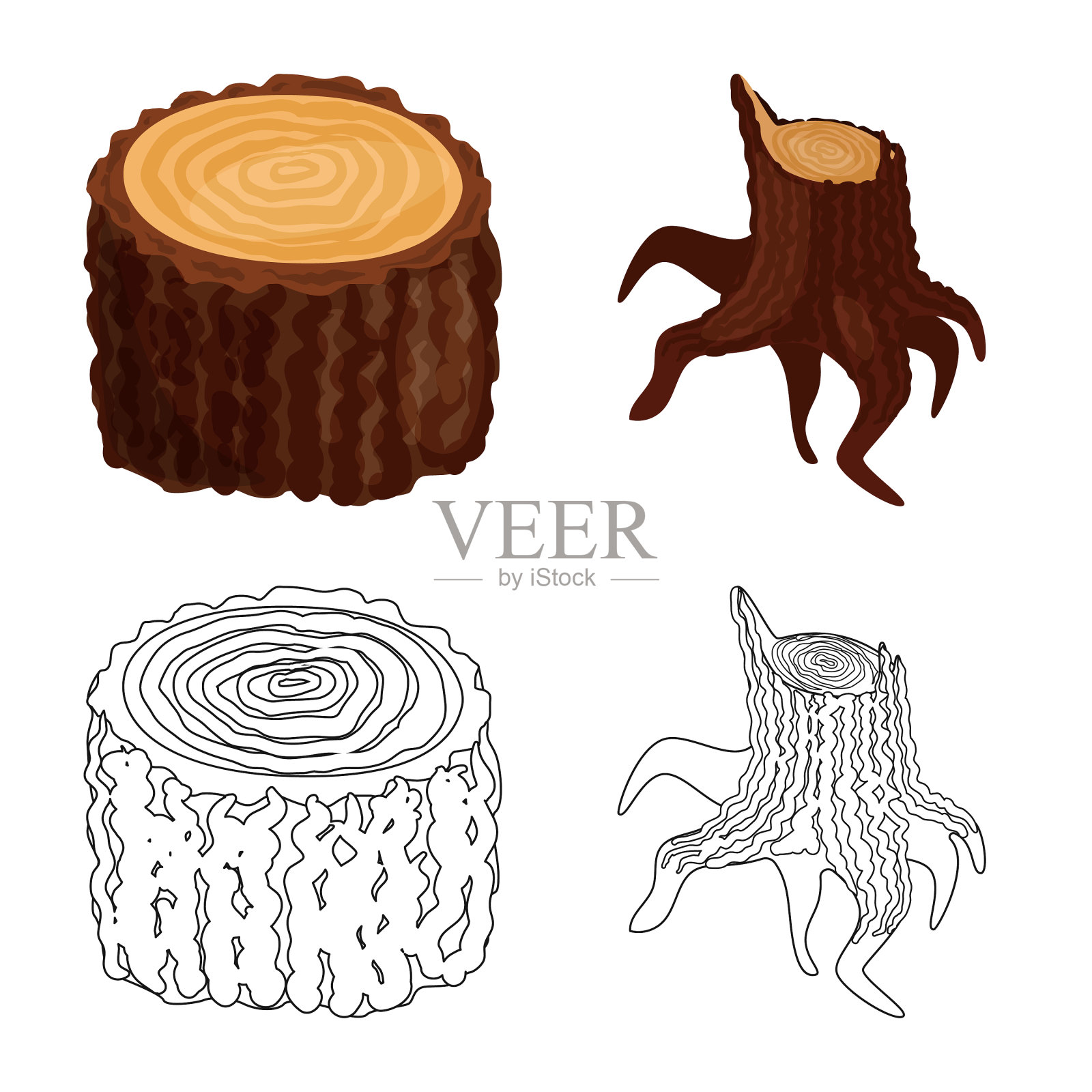 隔离的对象树和原始图标集树图标素材