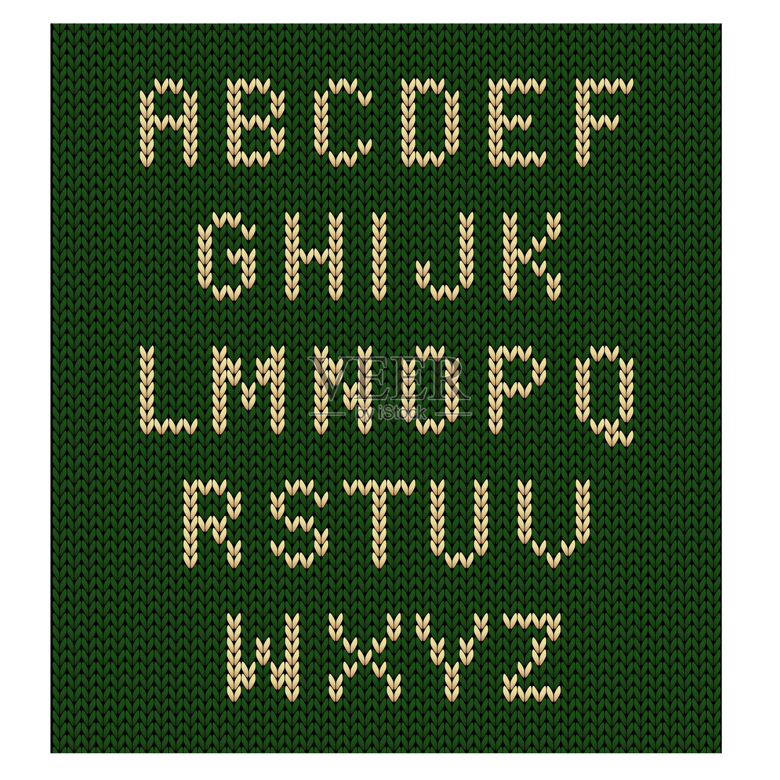 针织字母字体针织绿色的背景设计元素图片