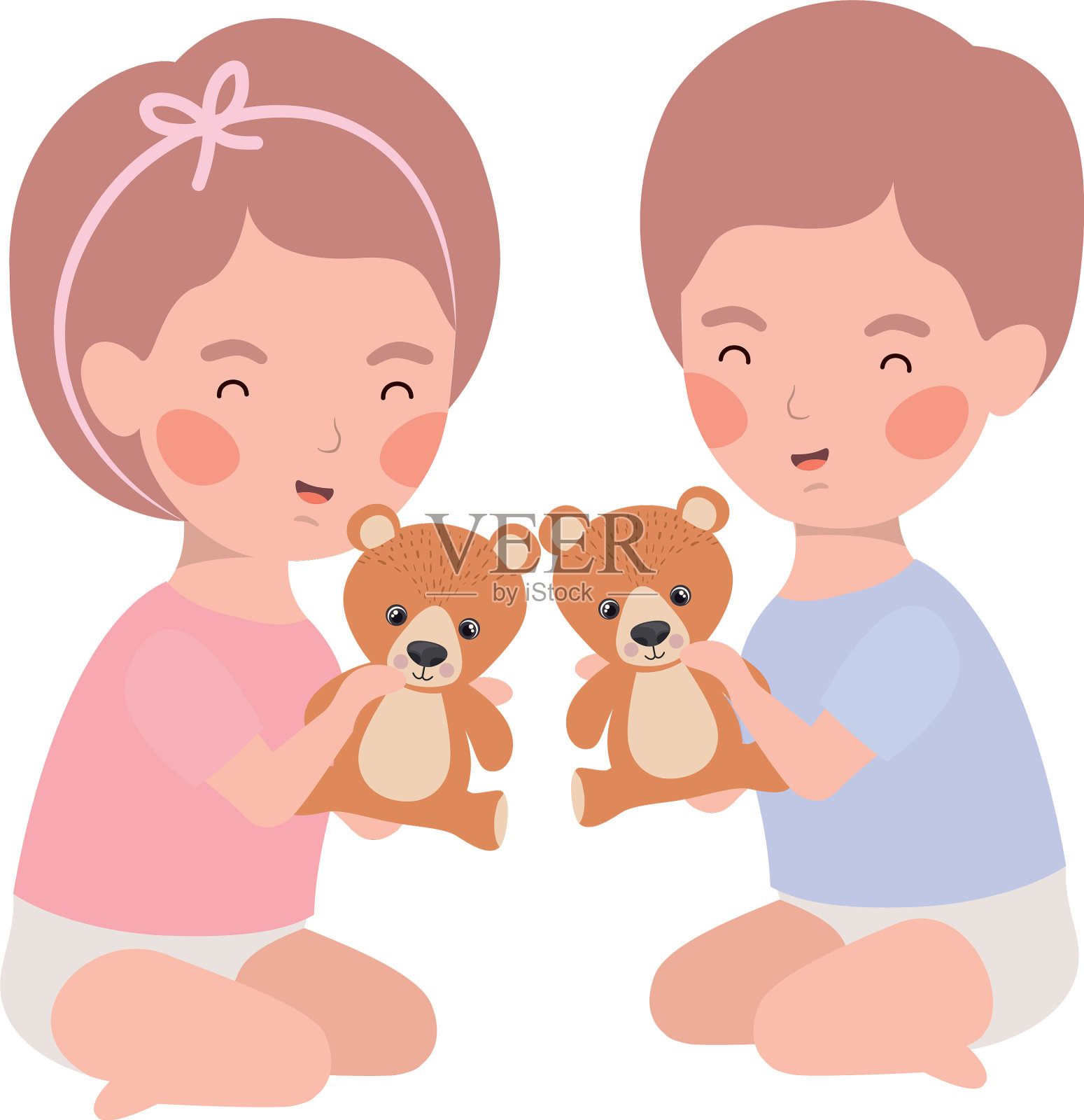 孤立的男婴和女婴设计插画图片素材