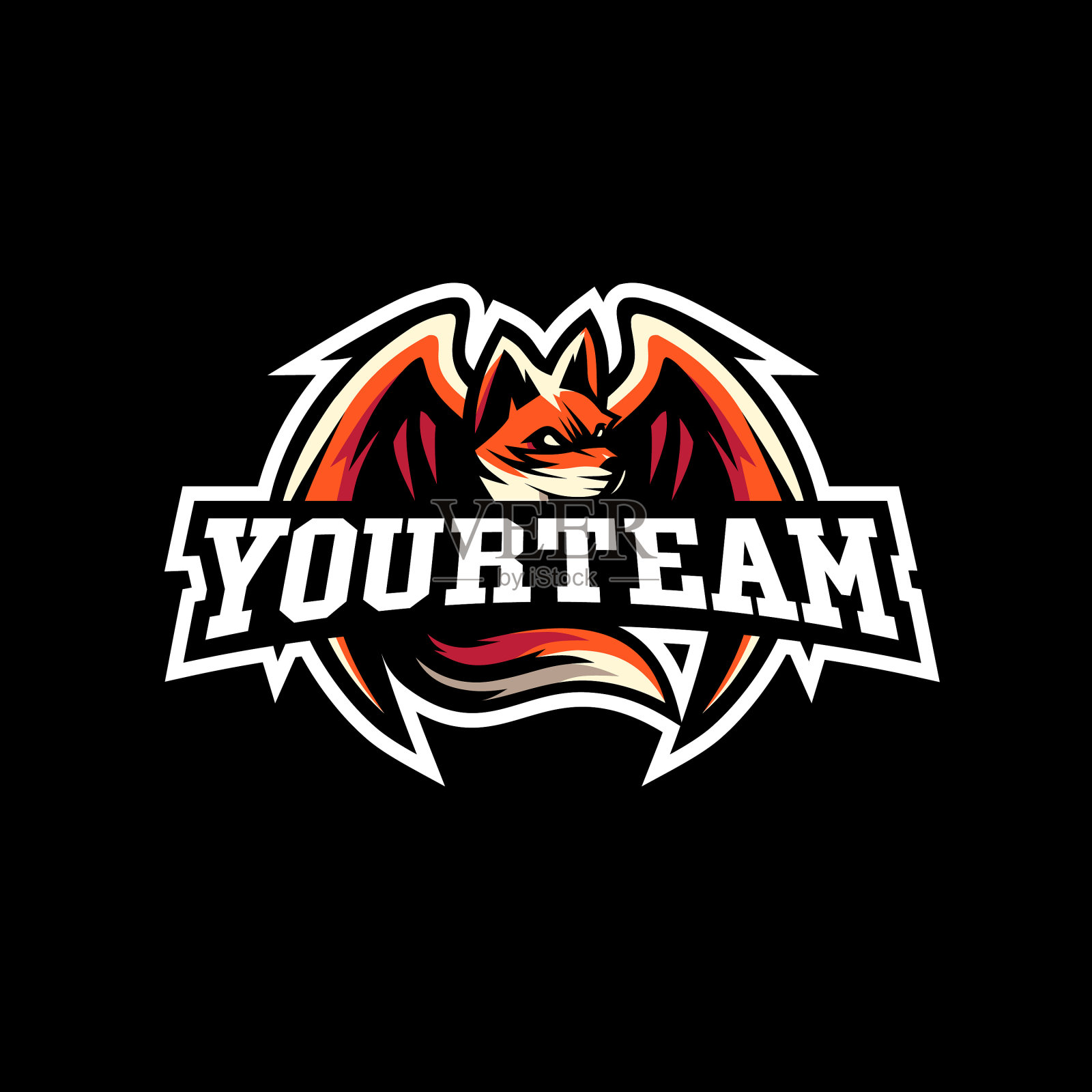 长着翅膀的狐狸插画图片素材