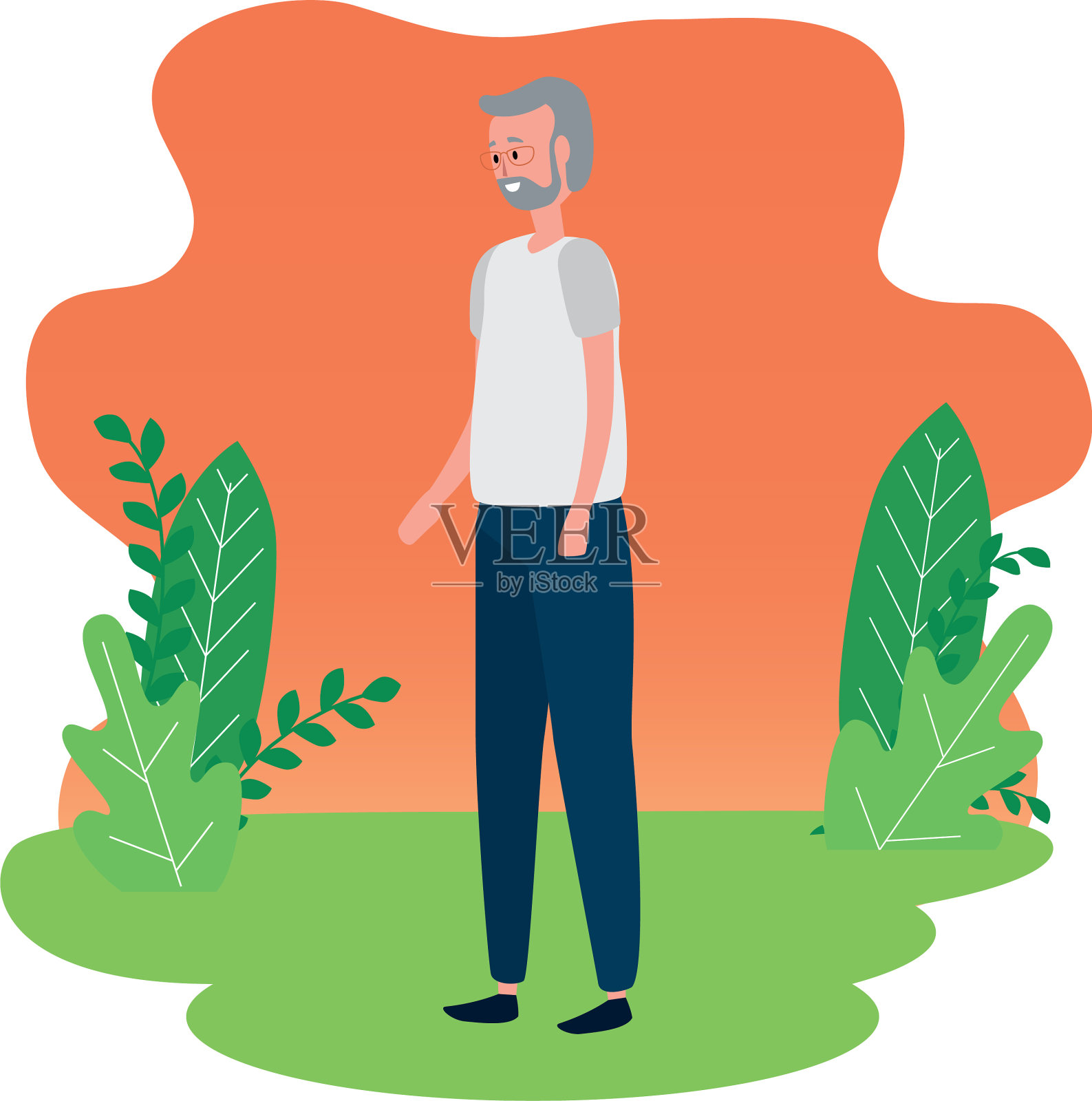 可爱的祖父头像角色图标设计元素图片