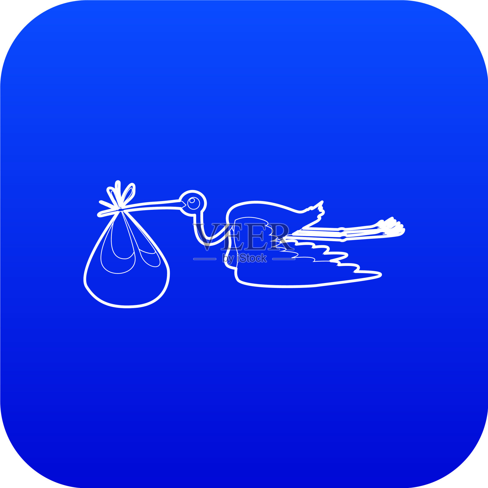 蓝色婴儿图标的鹳插画图片素材