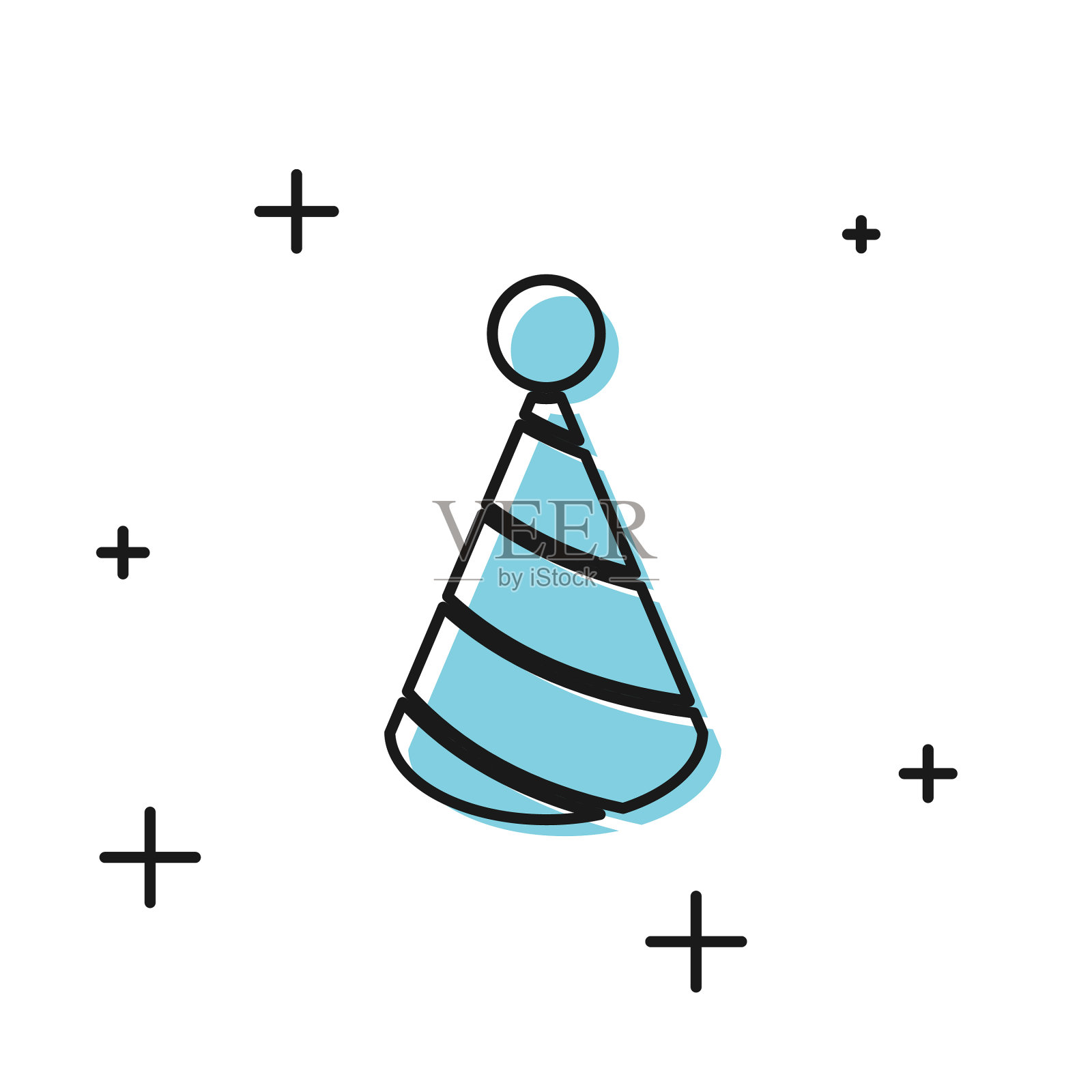 黑色派对帽子图标孤立的白色背景插画图片素材