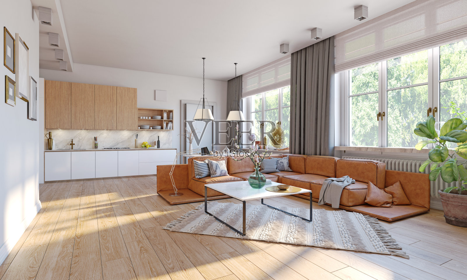 现代生活内部。照片摄影图片