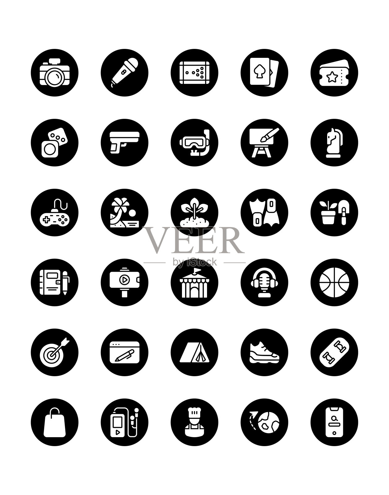 爱好图标设置30孤立的白色背景图标素材