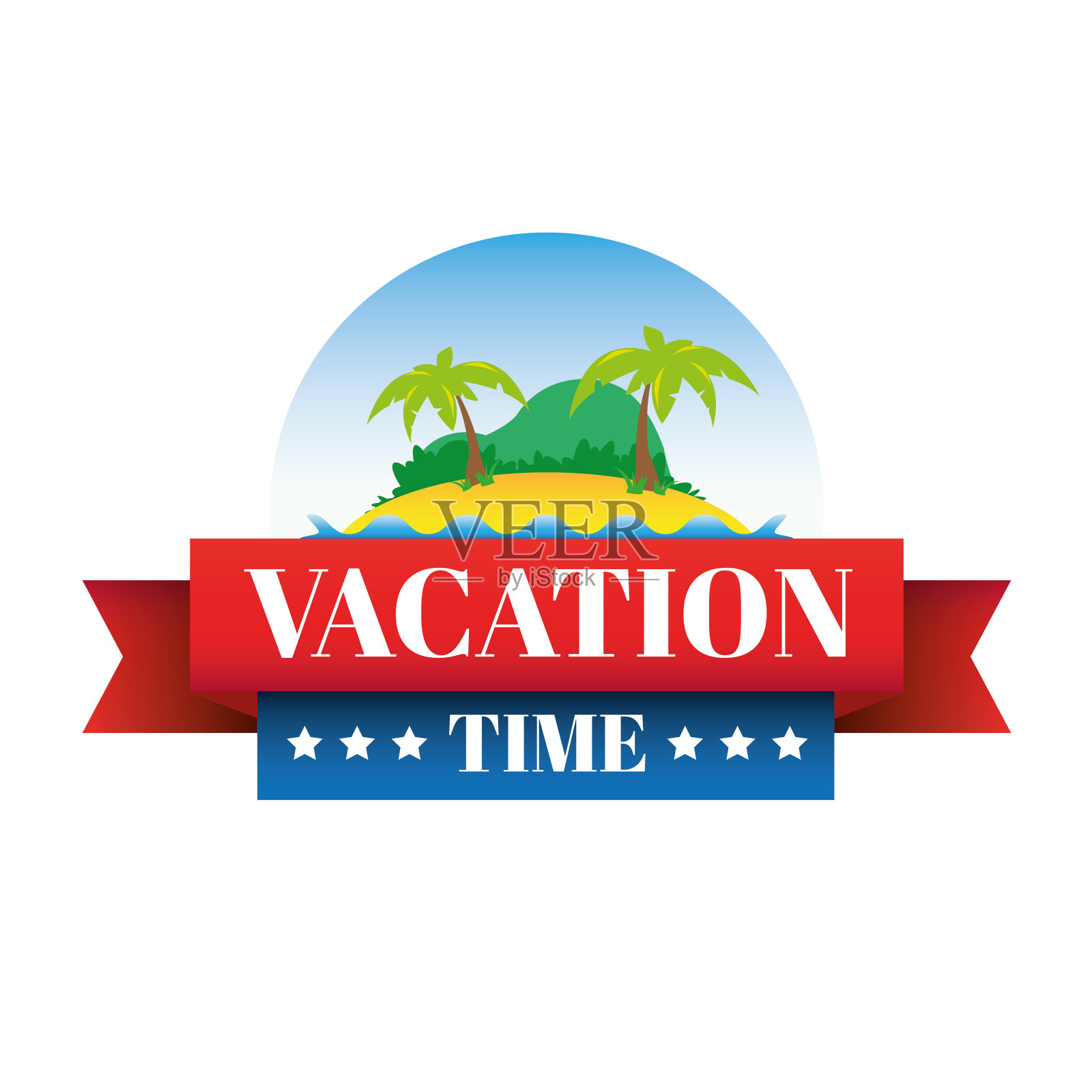 热带岛屿卡通度假时间插画图片素材