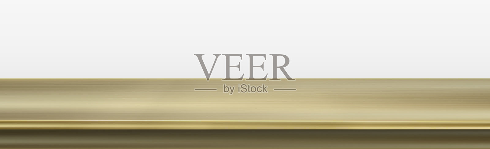 金属金色的桌面在白色全景背景-向量插画图片素材