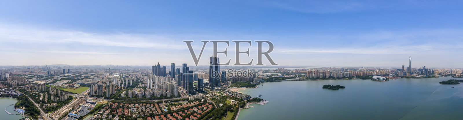 航拍苏州城市景观天际线全景照片摄影图片