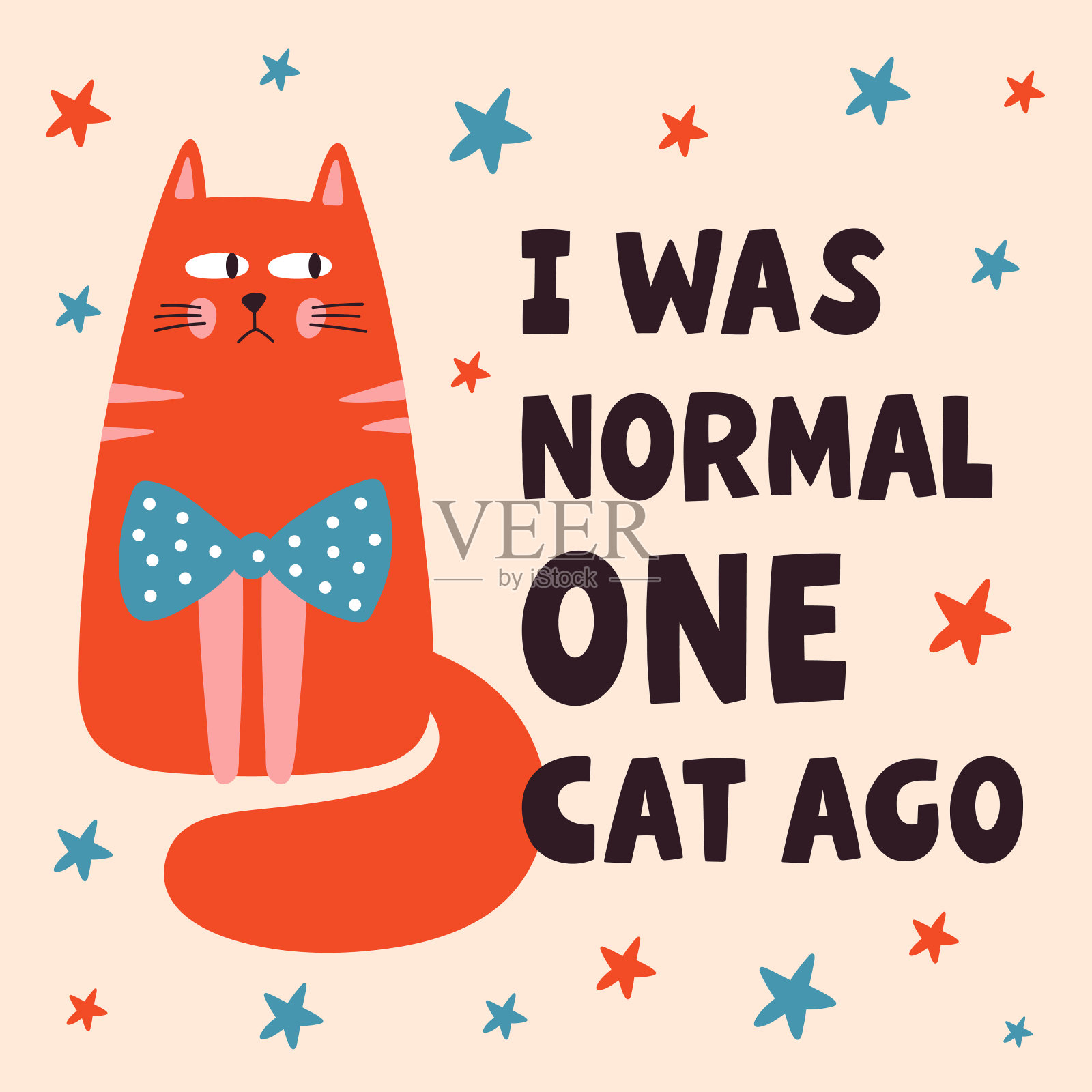 我以前是一只普通的猫,可爱的字母海报插画图片素材