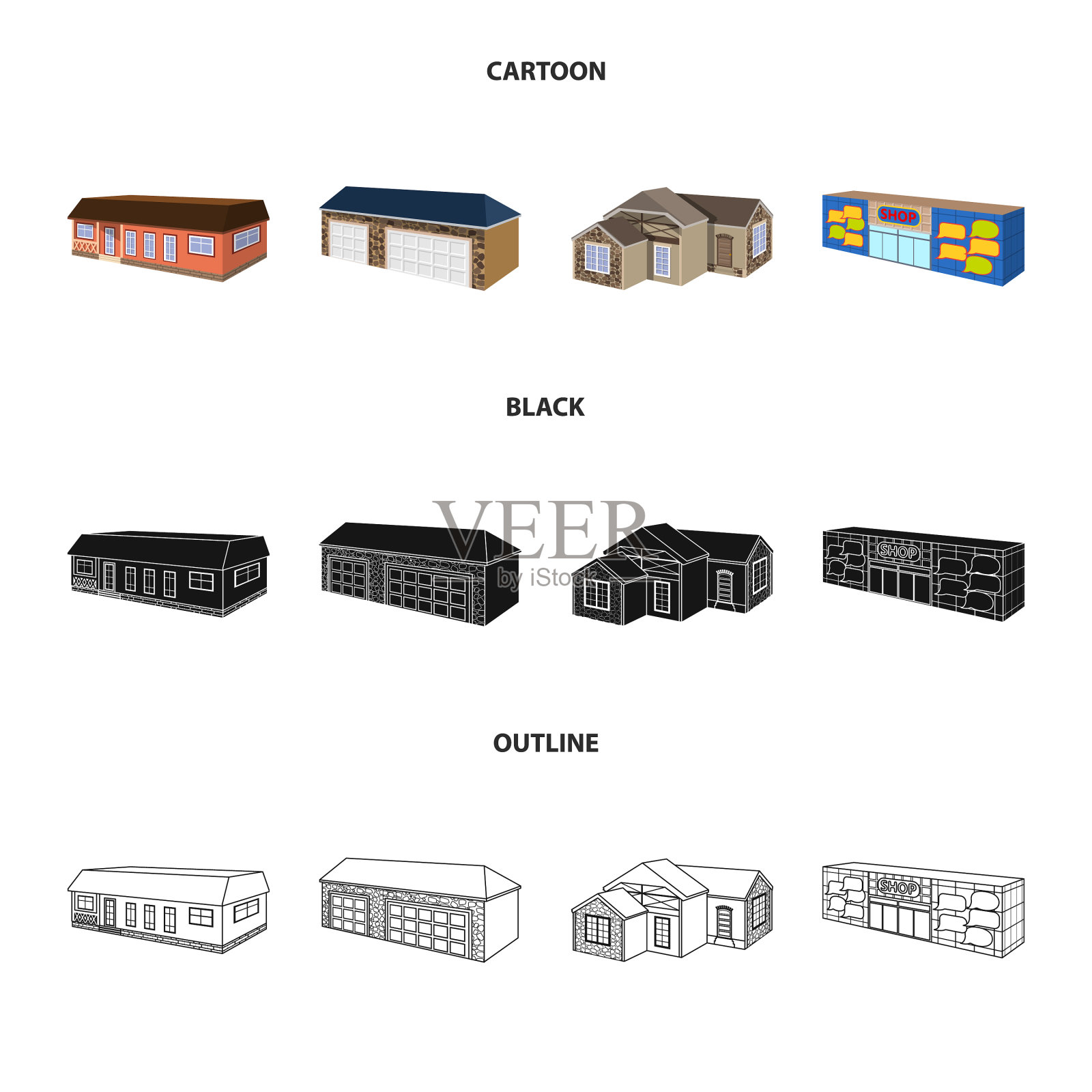 立面和住宅图标插画图片素材