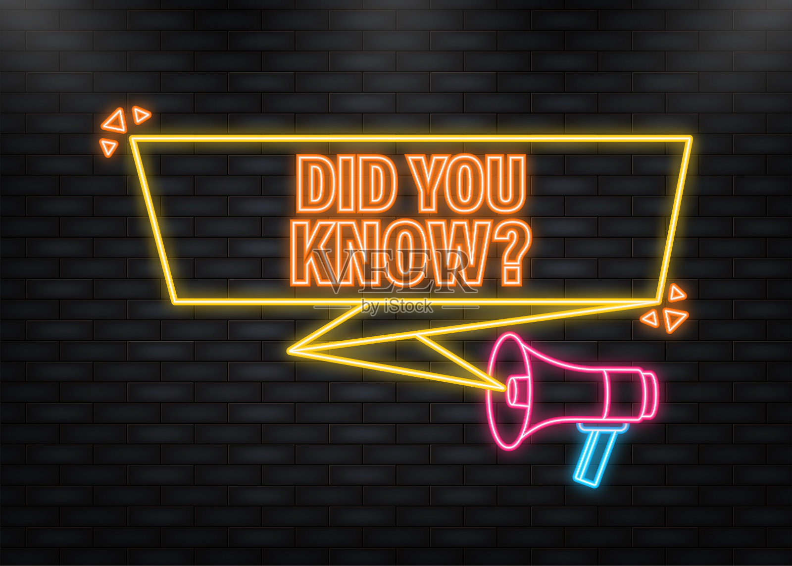 霓虹灯图标。你知道白色背景上3D风格的扩音器黄色横幅吗?矢量图插画图片素材