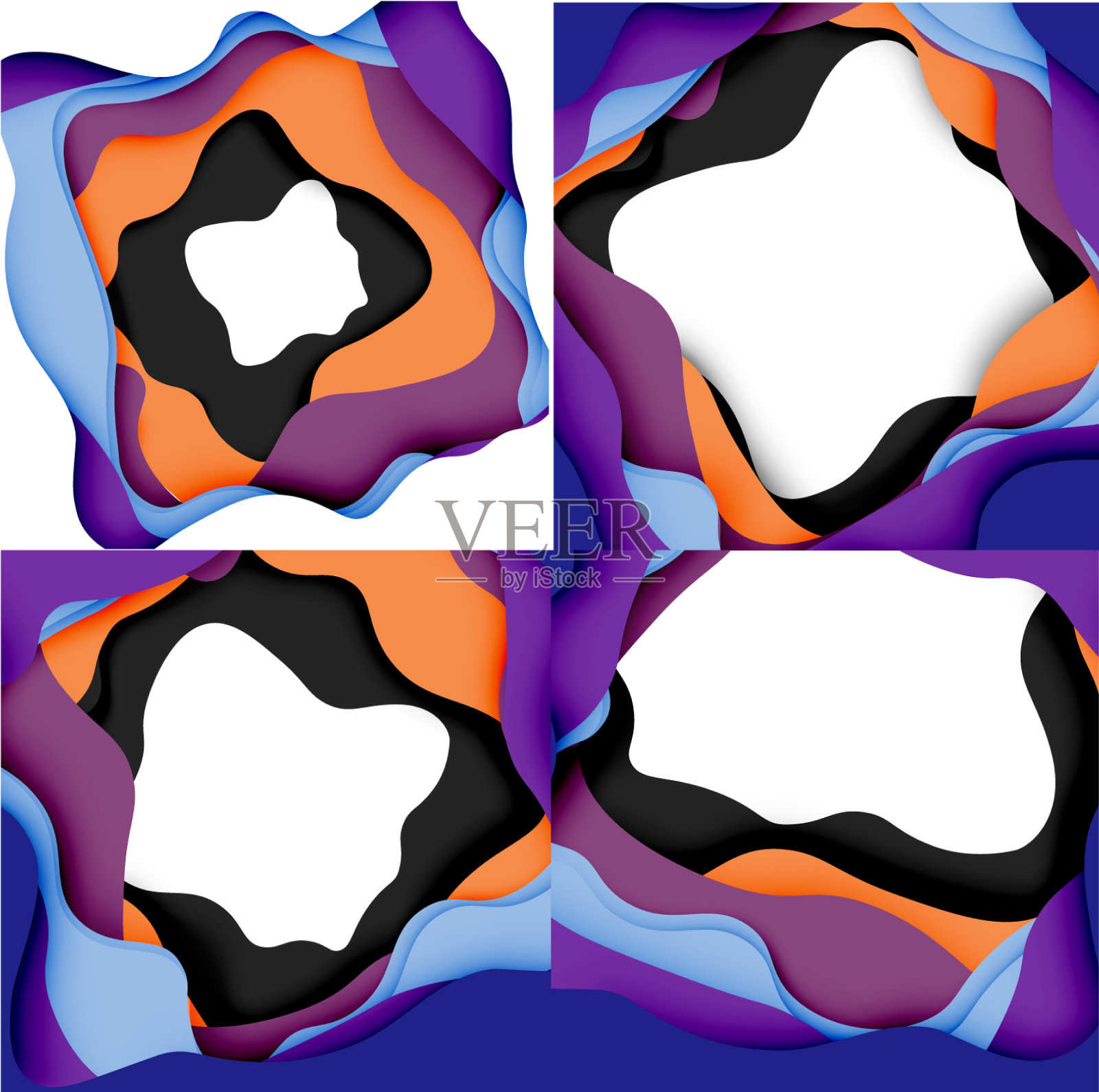 抽象几何图案三维纸层切割插画图片素材