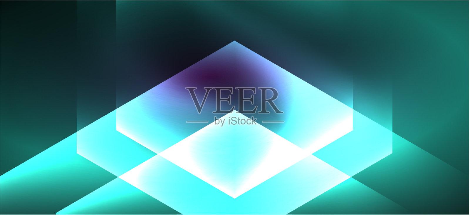 闪亮的六边形霓虹灯模板未来数字插画图片素材