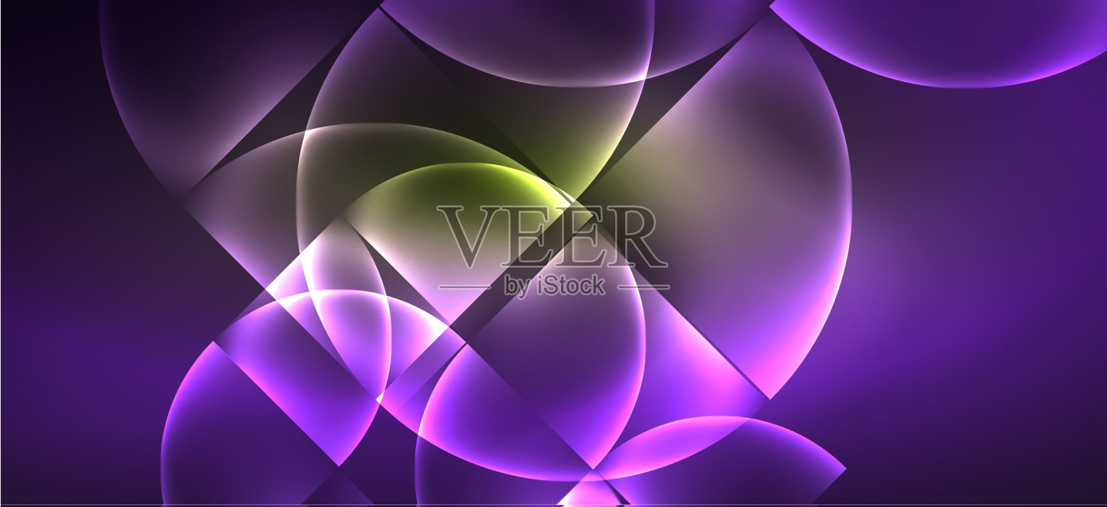 Techno发光玻璃几何形状插画图片素材