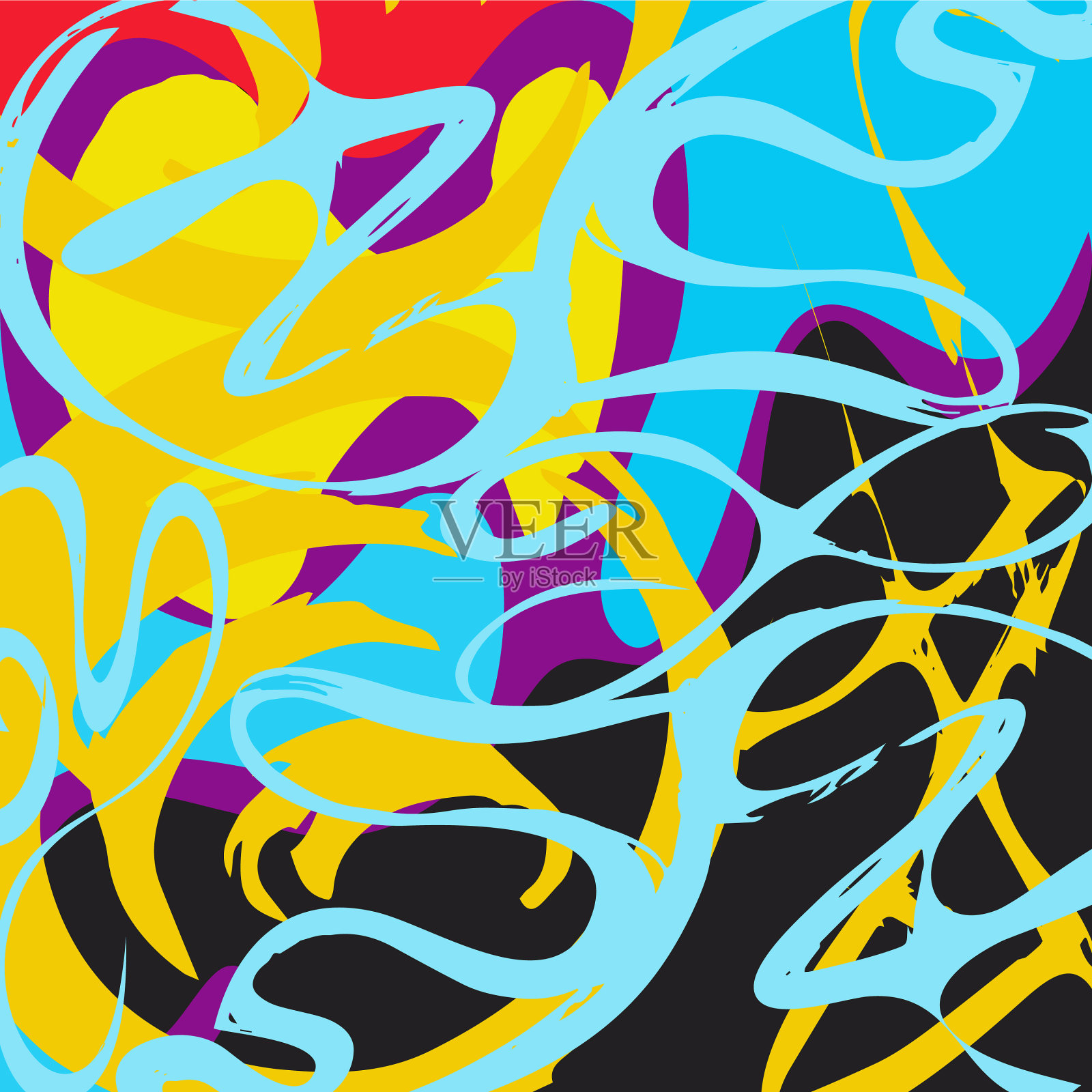 抽象的色彩图案在涂鸦风格质量插画图片素材