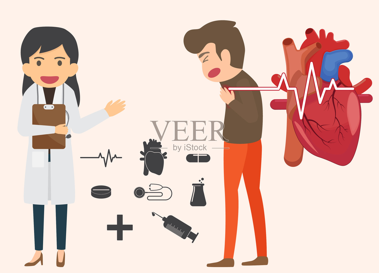 心脏病和急性疼痛的信息图设计模板素材