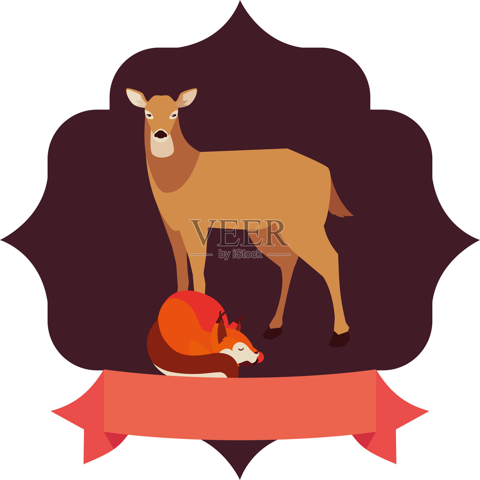 狐狸和鹿哺乳动物快乐的秋天季节设计设计元素图片