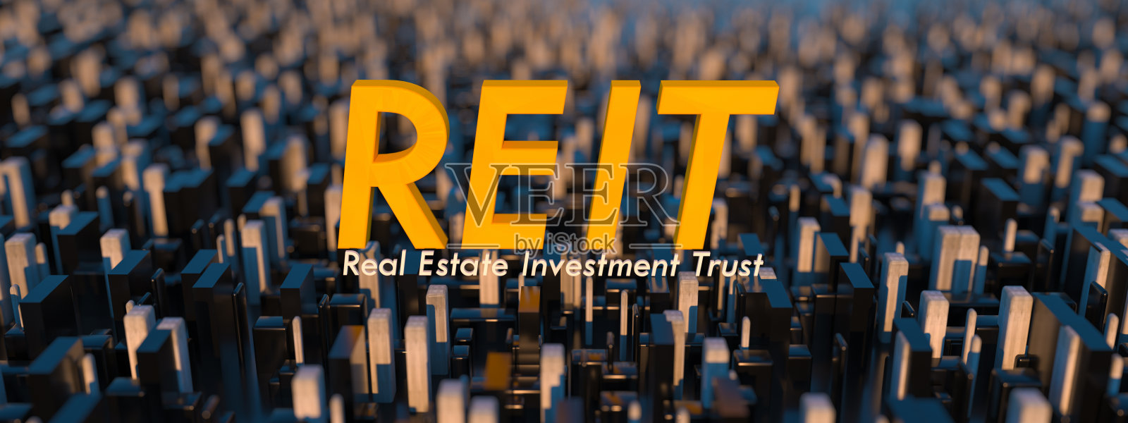 商业首字母缩写REIT作为房地产投资信托的概念图像。3d渲染照片摄影图片