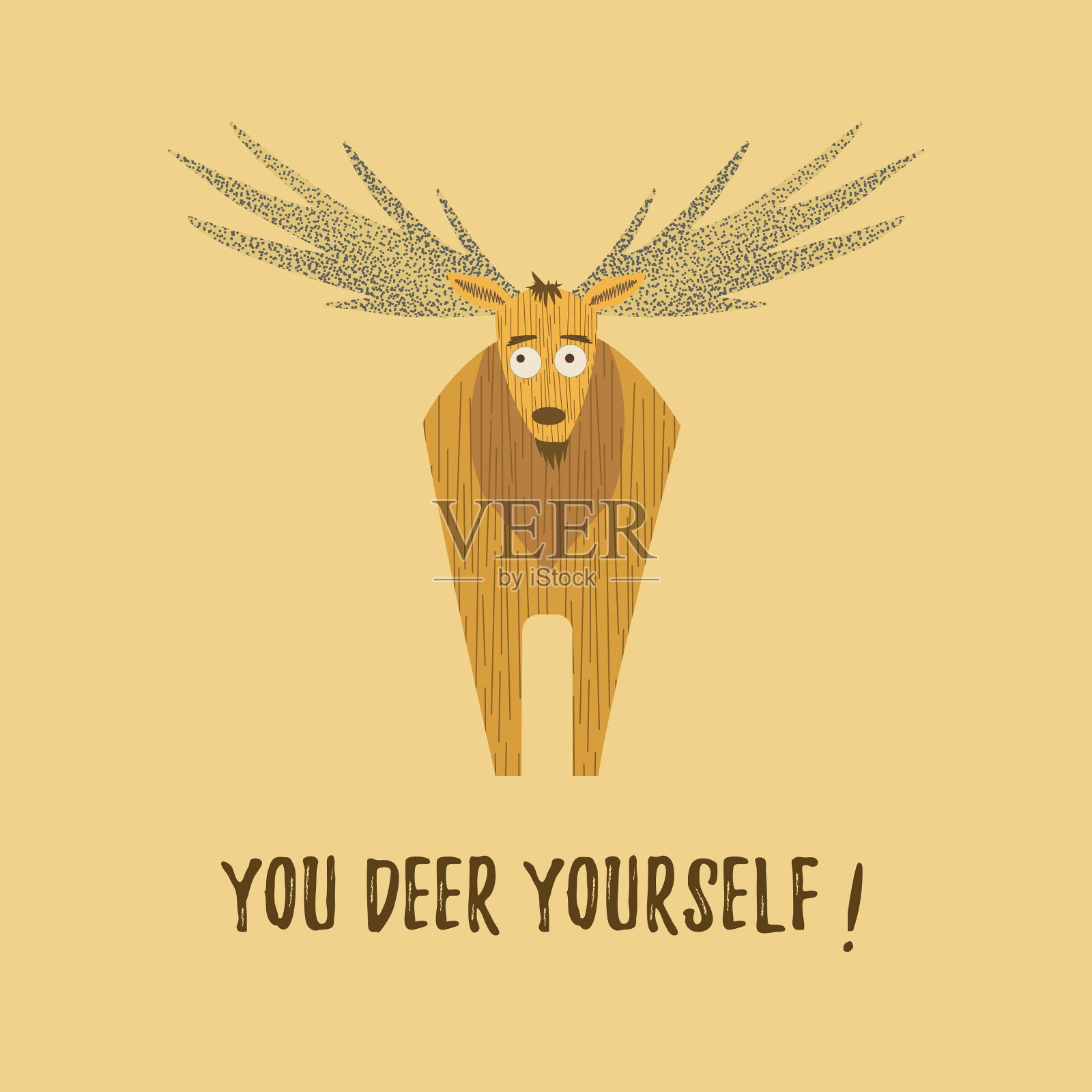 矢量图像。米色背景上的鹿。插图。插画图片素材