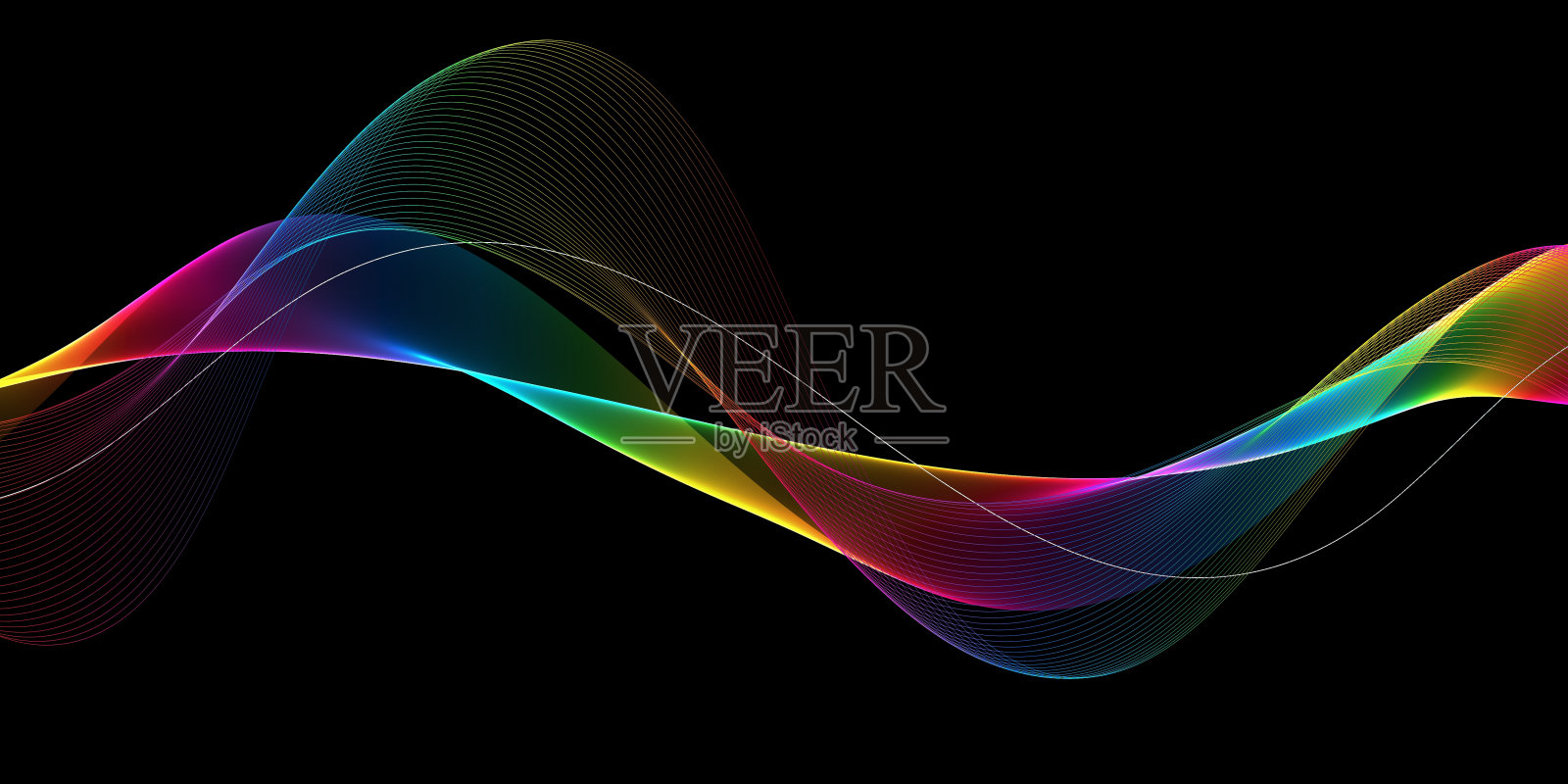 抽象的流动的波浪线。丰富多彩的动态波。设计元素为音乐、派对、科技、现代的概念照片摄影图片