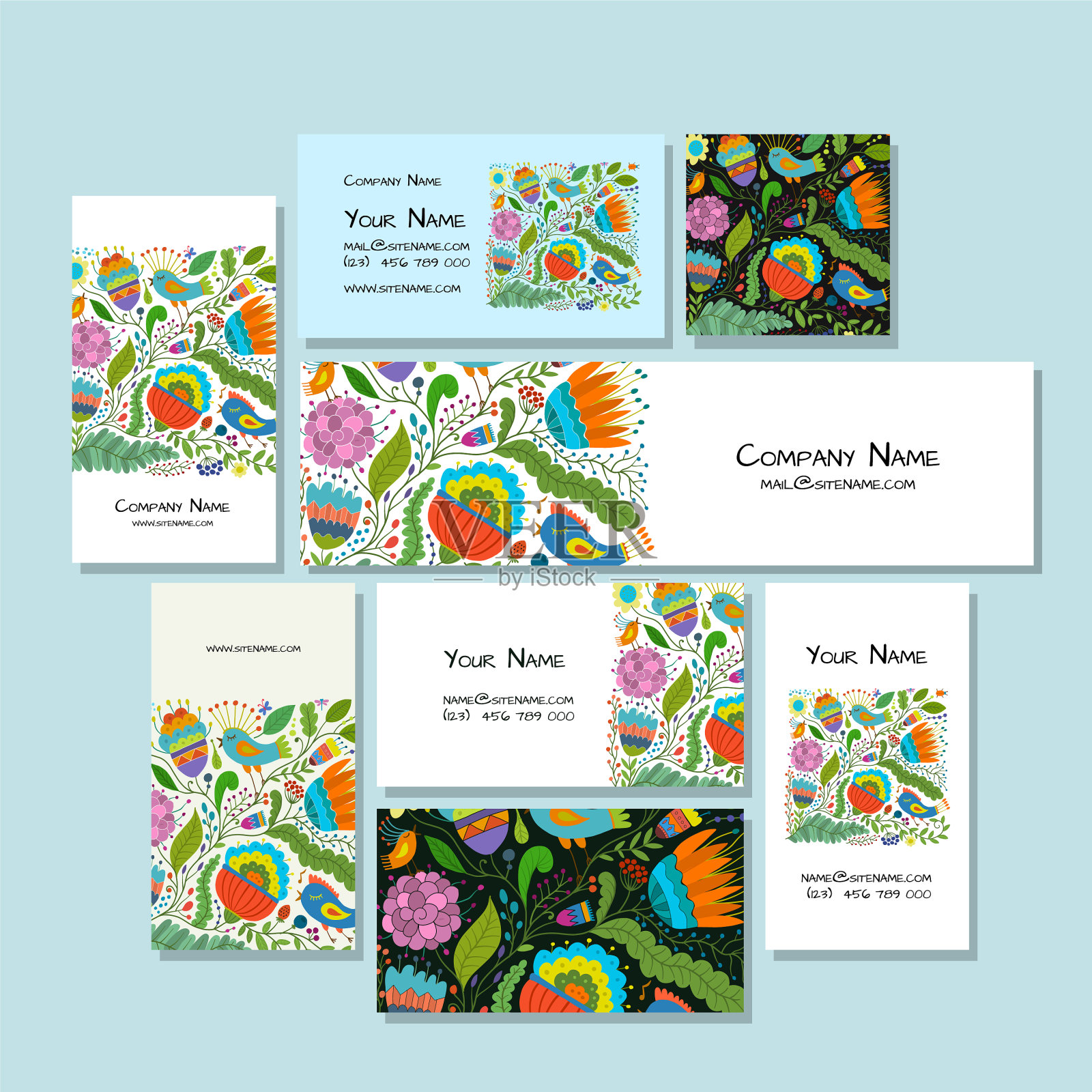 名片设计花卉背景插画图片素材