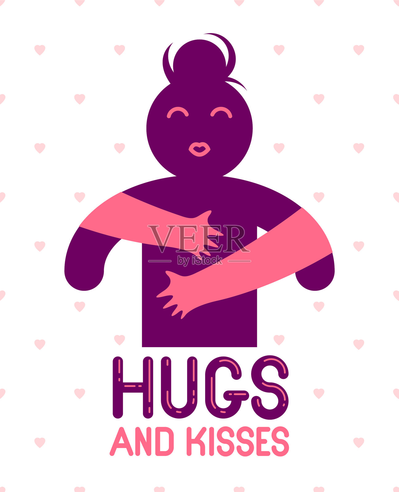 用爱的双手拥抱和亲吻,亲爱的插画图片素材