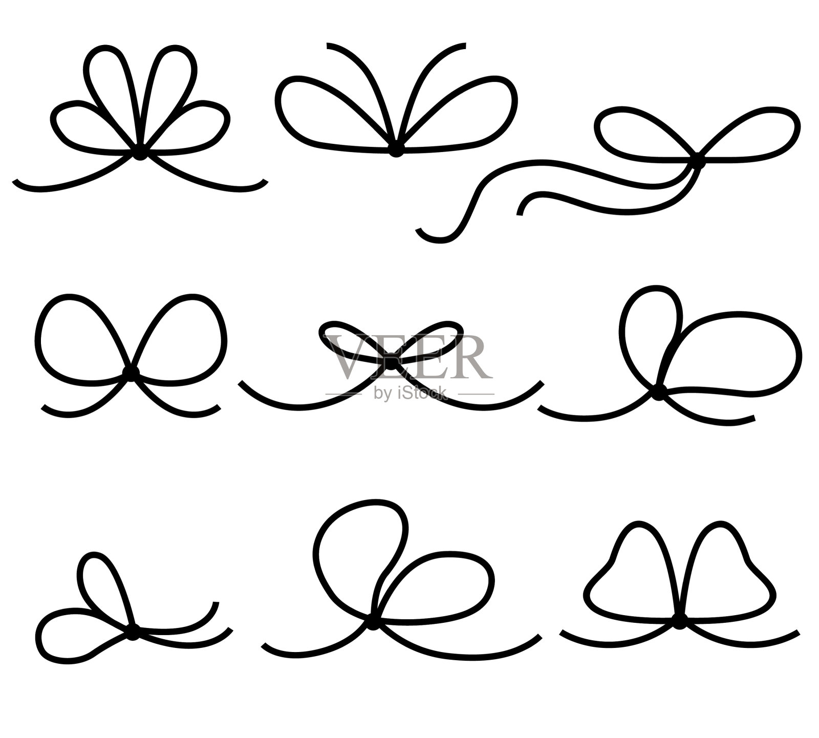 集花边蝴蝶结设计元素图片