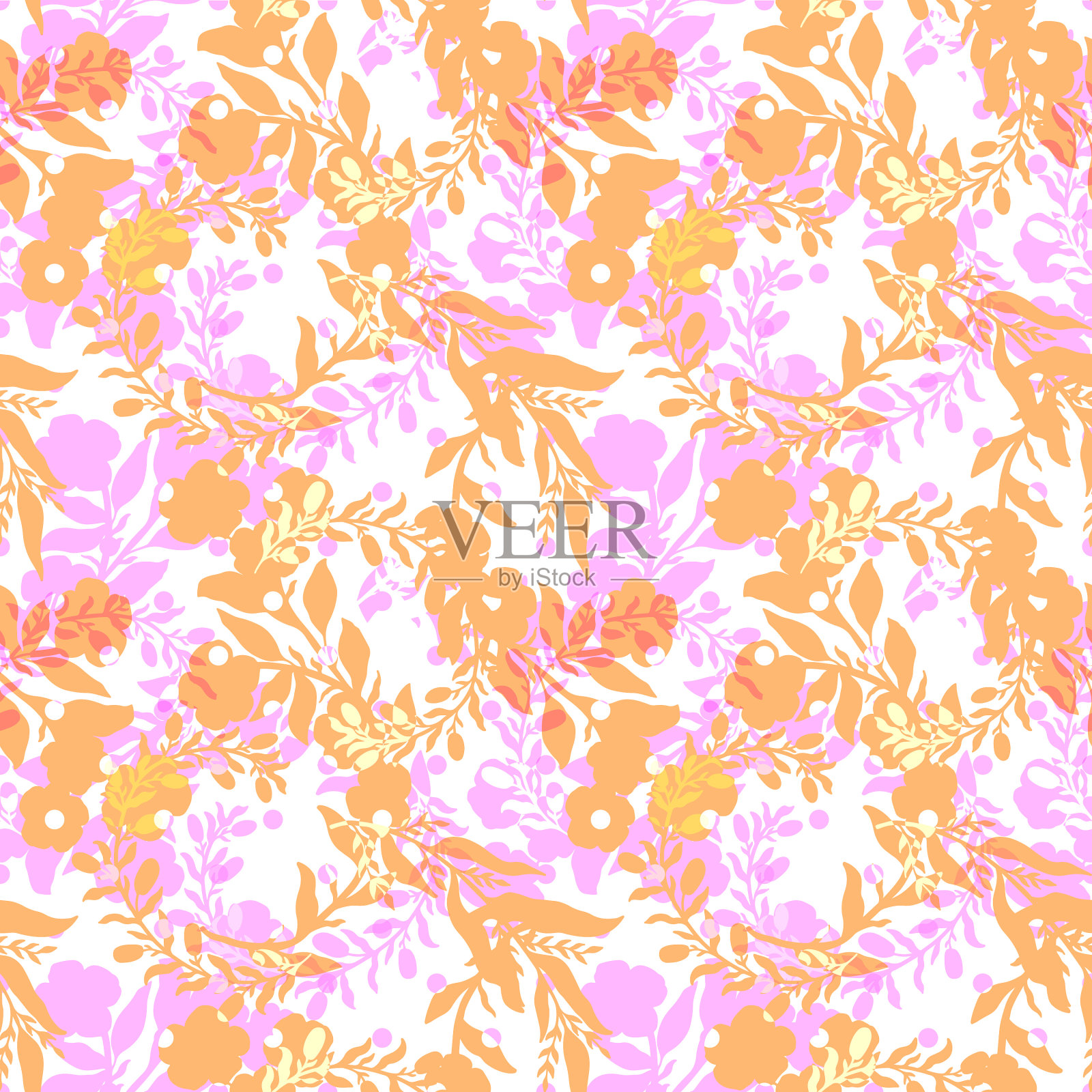 抽象自然花朵小无缝图案插画图片素材