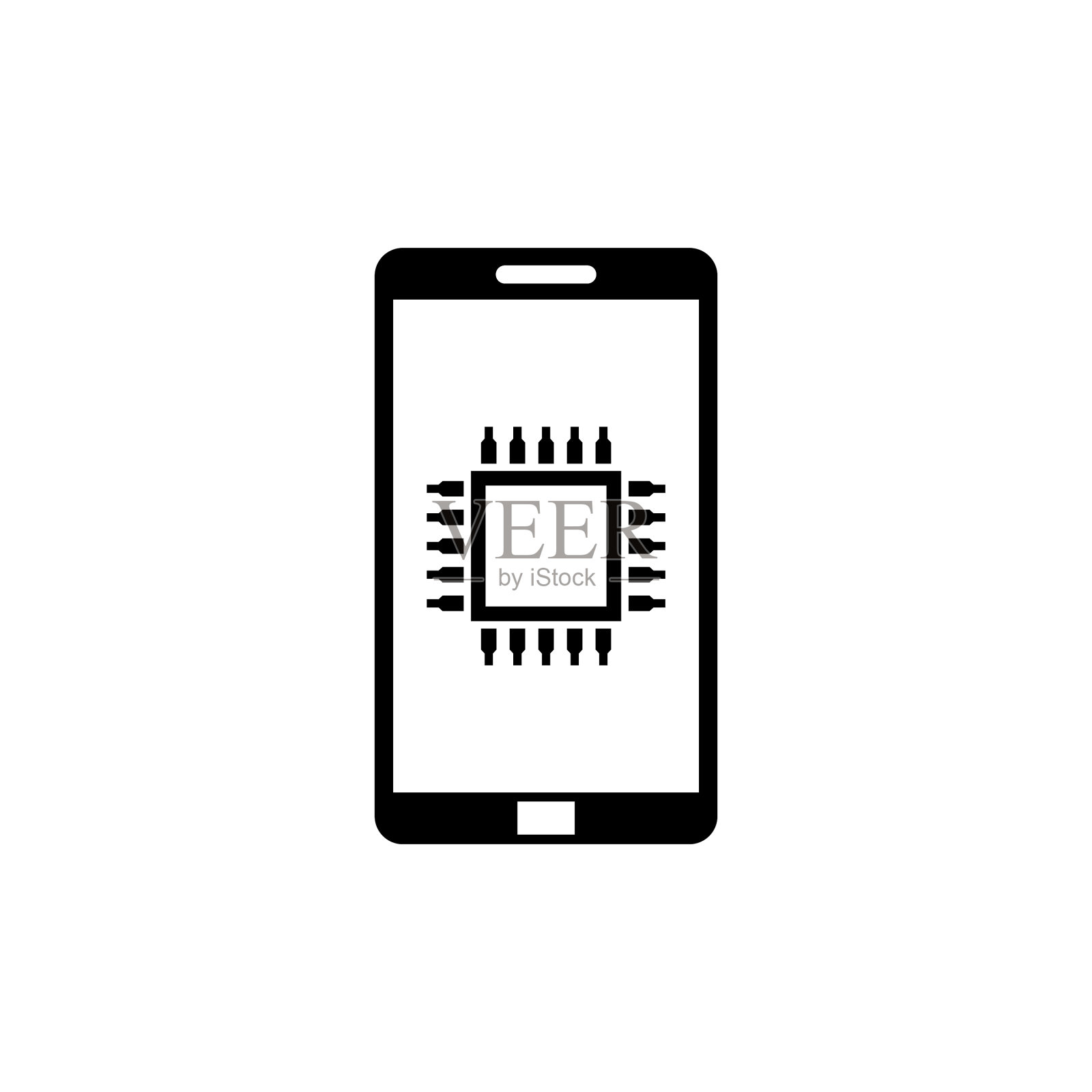 触摸屏智能手机和CPU芯片平面图标设计元素图片