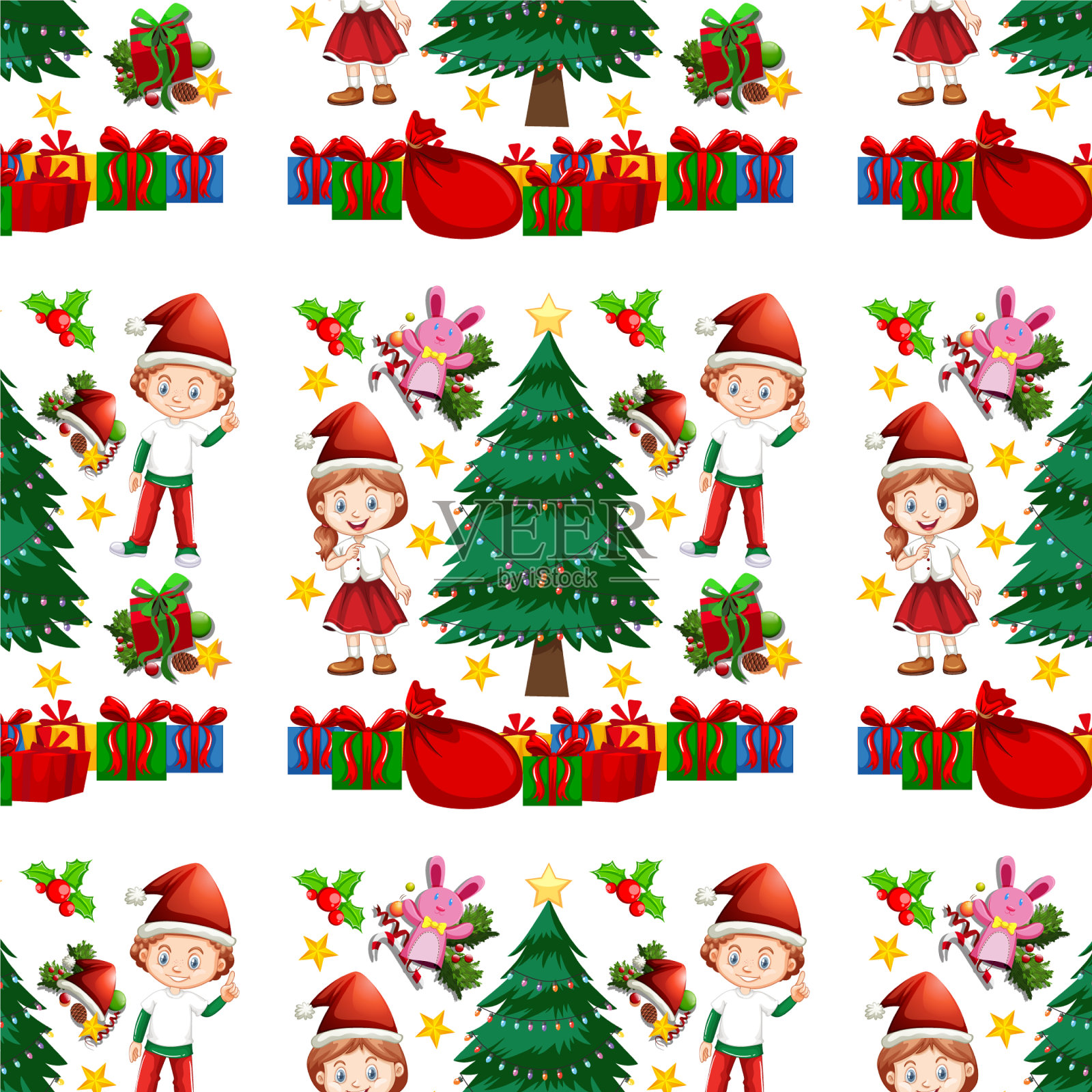 无缝背景设计与儿童和插画图片素材