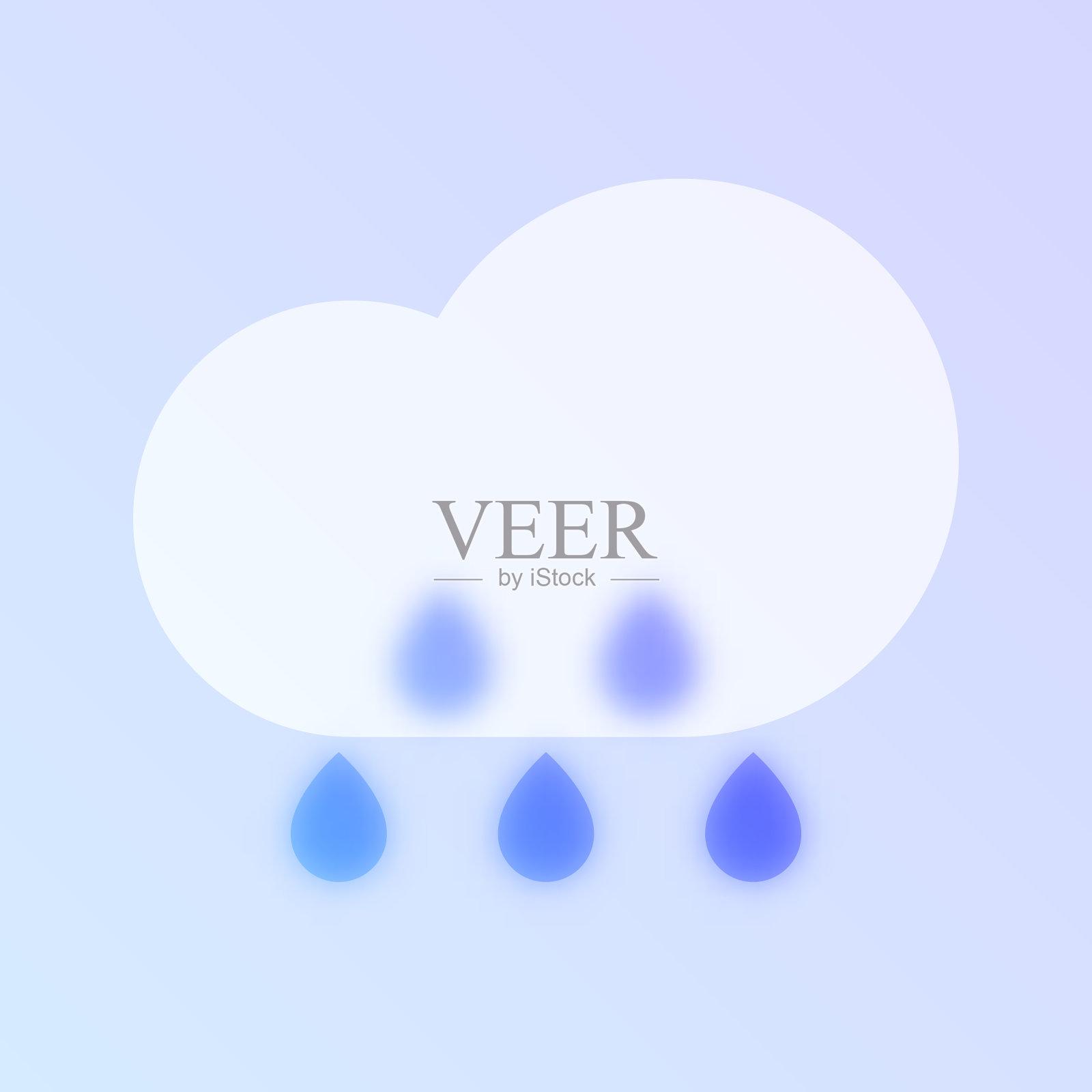 雨天气玻璃形态时尚风格图标。雨透明玻璃颜色矢量图标模糊和紫色梯度。用于网页和UI设计,移动应用程序和促销业务测谎插画图片素材