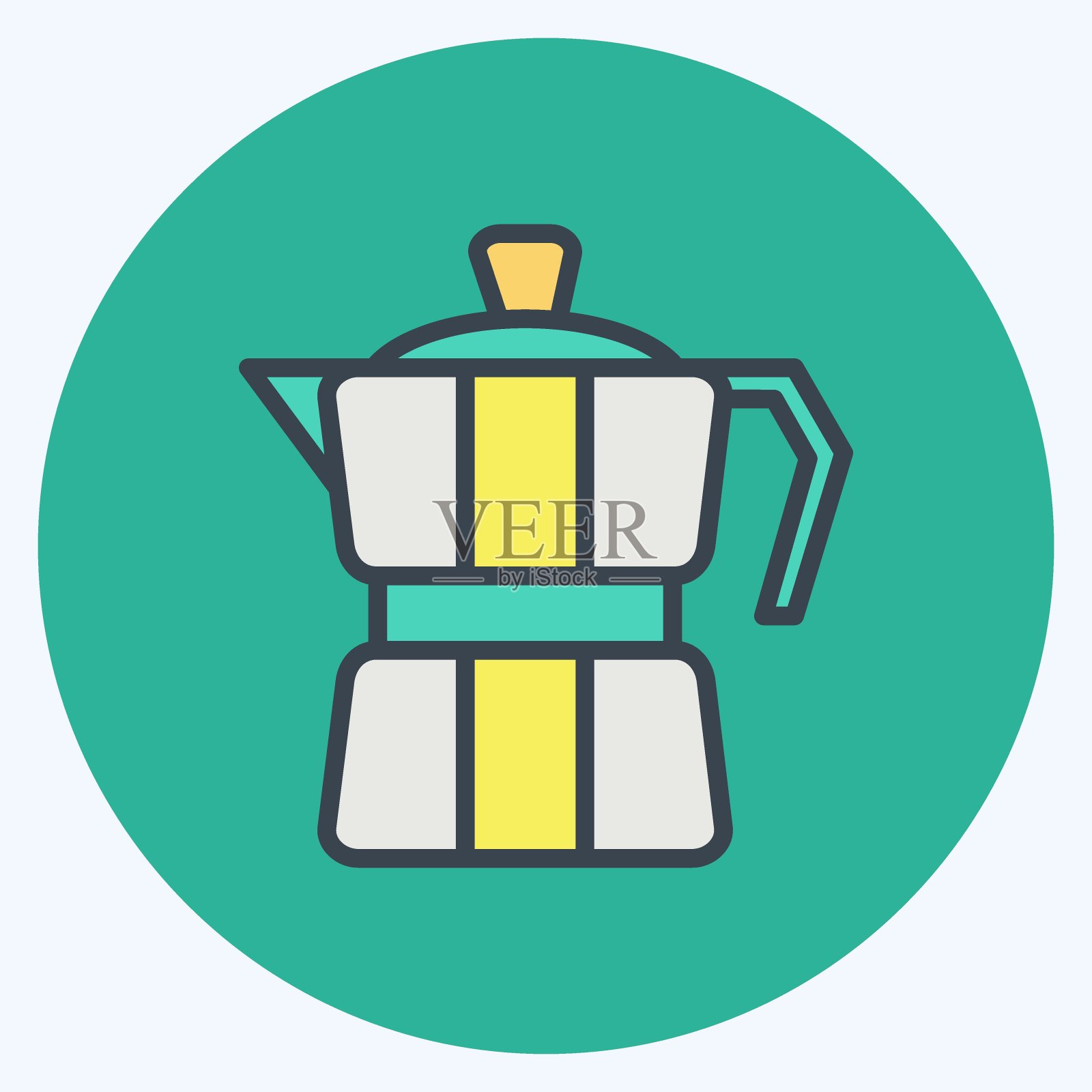 图标摩卡壶。适合饮料的标志。颜色风格交配。简单的设计可编辑。设计模板向量。简单的符号说明插画图片素材