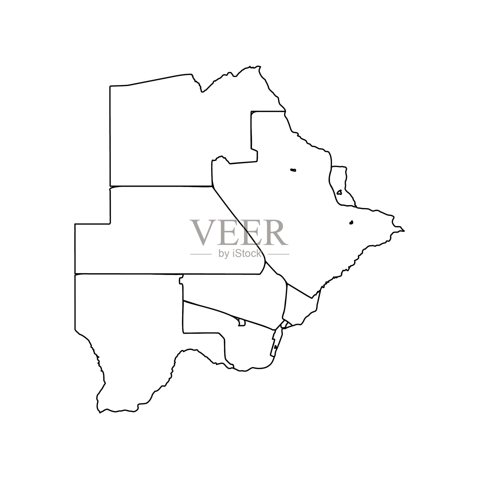 博茨瓦纳各州涂鸦地图插画图片素材