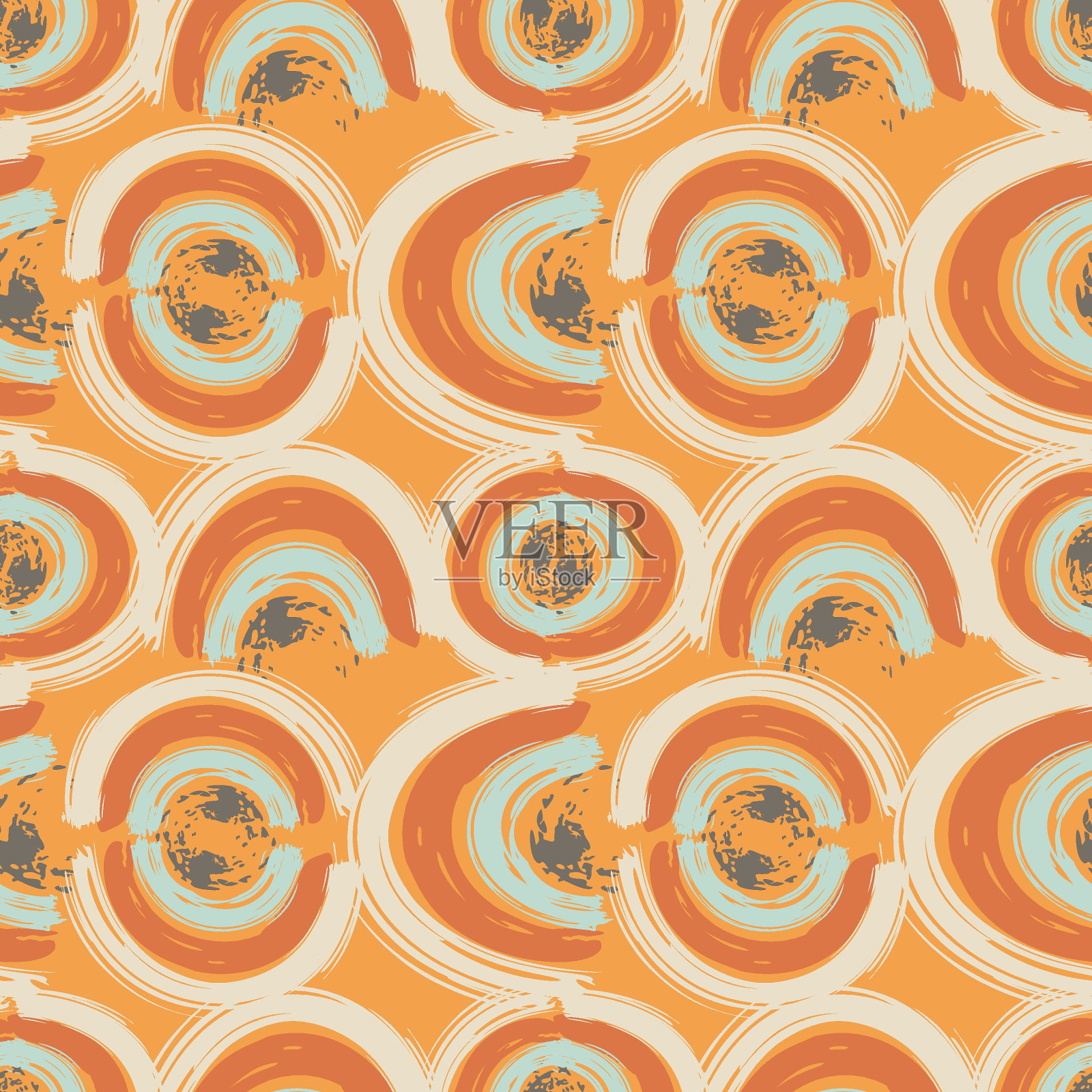 具有笔触和标记的抽象无缝图案。手绘涂鸦形状,标志和线条。创意丰富多彩的背景。矢量图插画图片素材