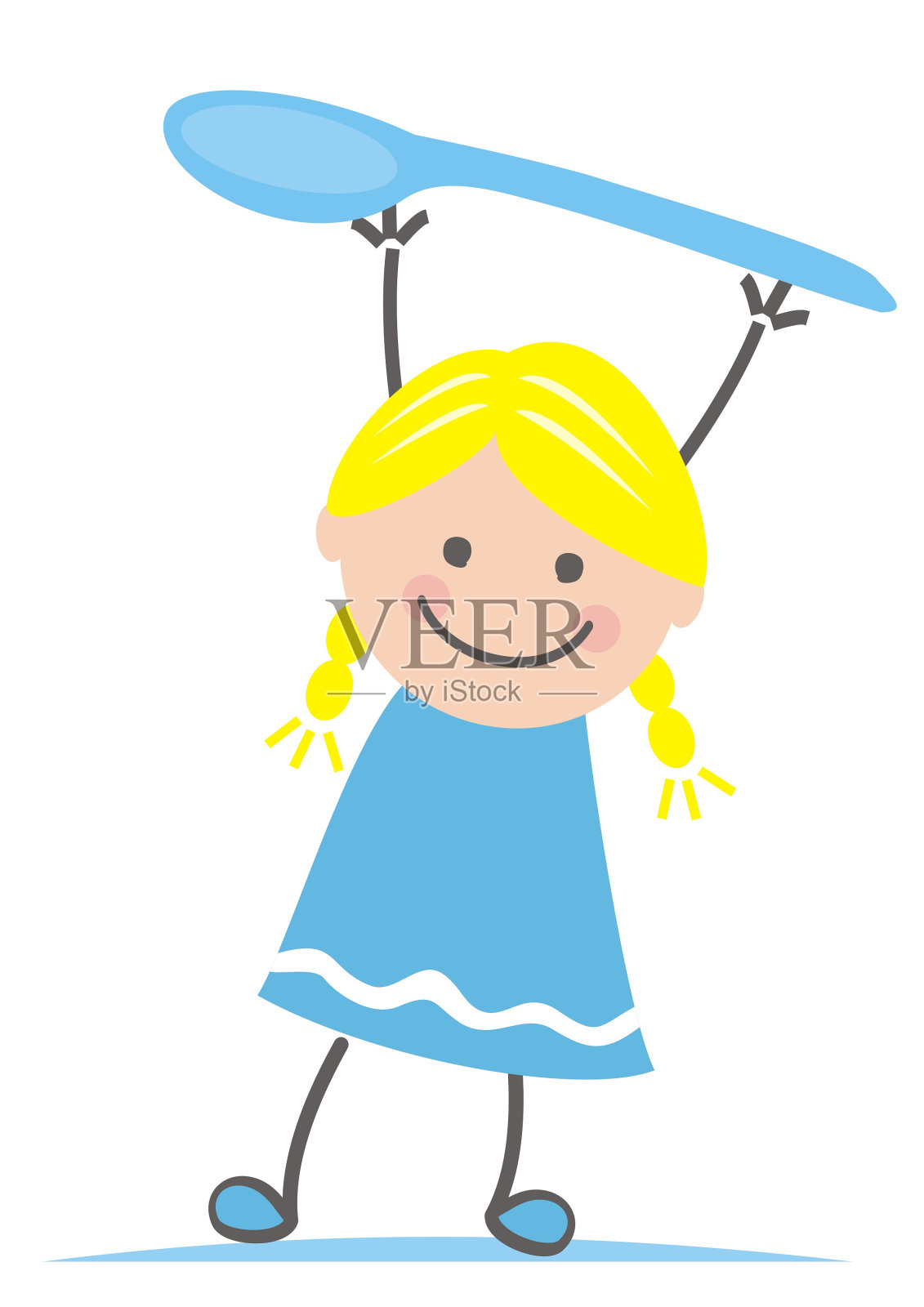 女孩与勺子,矢量插图设计元素图片
