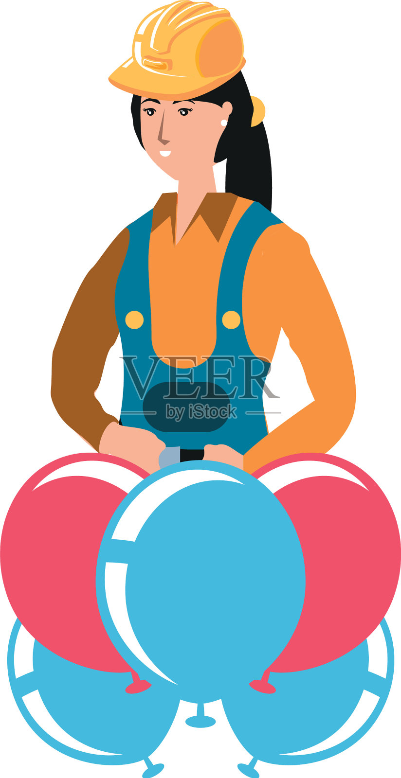 女建筑商用气球氦气劳动节设计元素图片