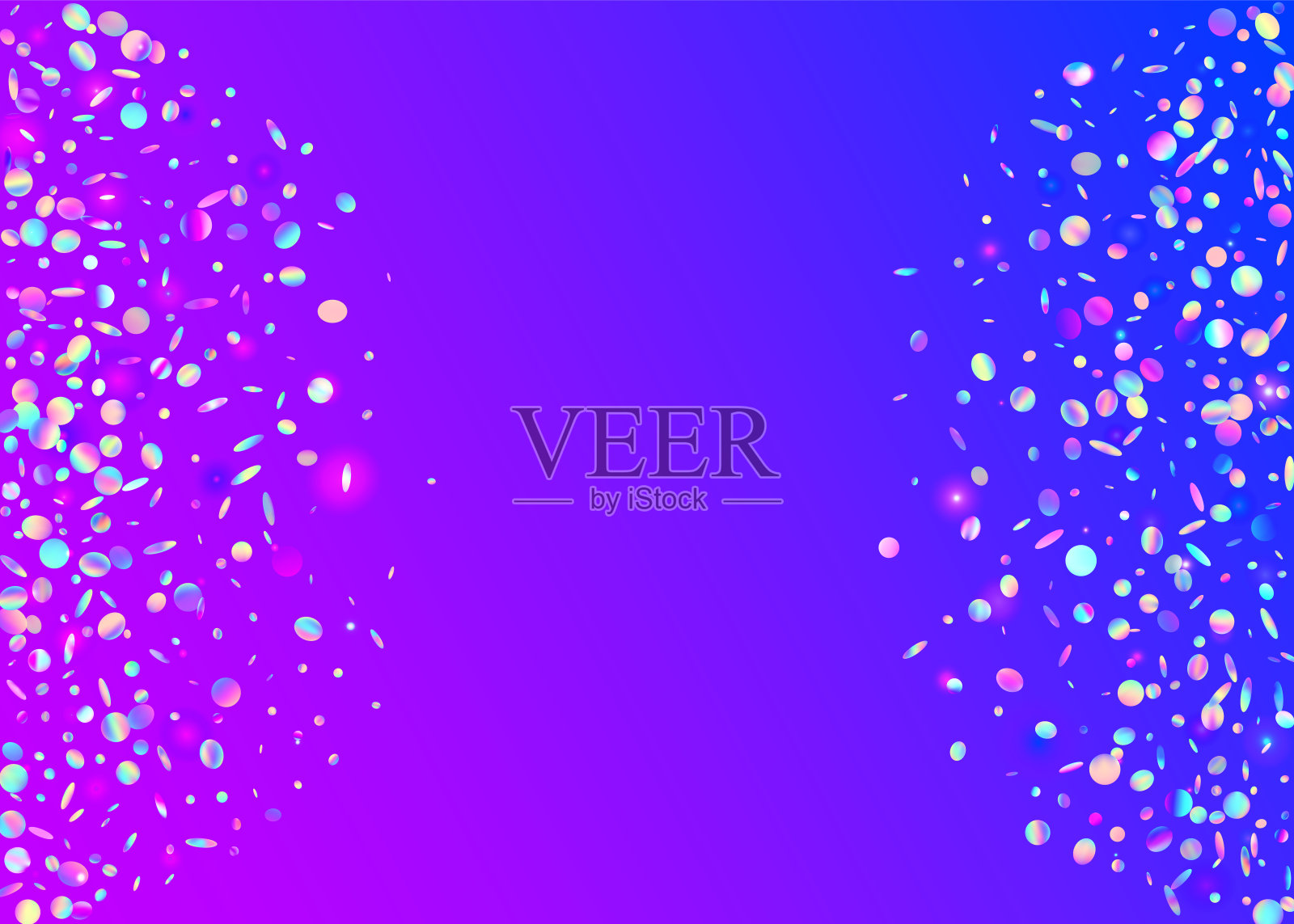 闪光。Webpunk艺术。闪闪发光的金属箔。方的设计。紫迪斯科纹理。彩虹效果。透明背景。金属狂欢节模板。蓝色闪光下降插画图片素材