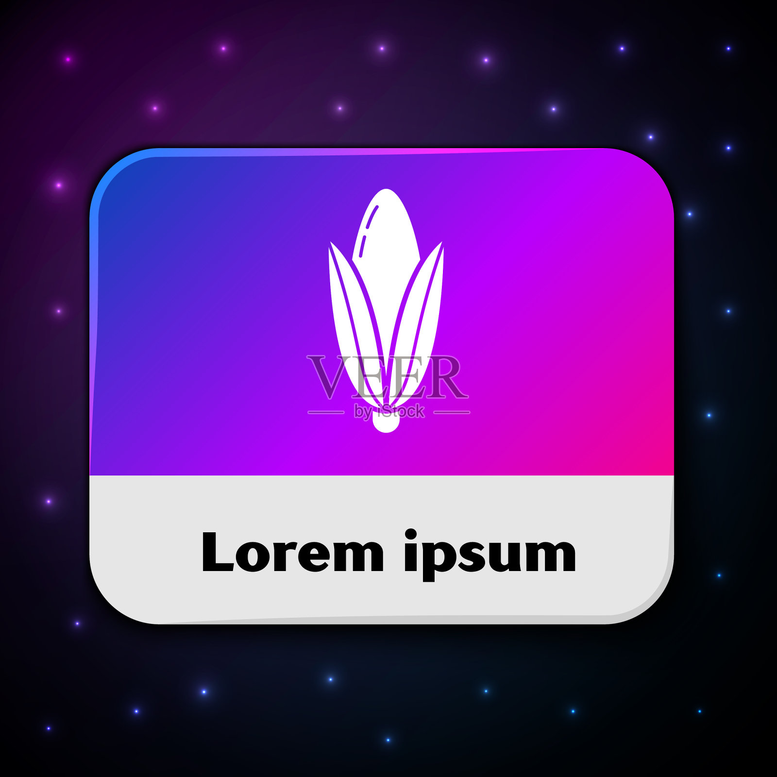 白色玉米图标孤立的黑色背景插画图片素材