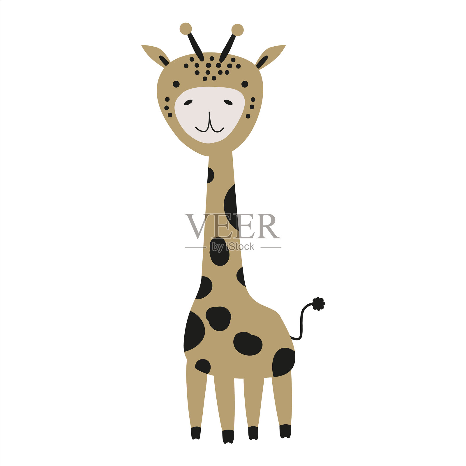 长颈鹿可爱有趣,性格幼稚插画图片素材