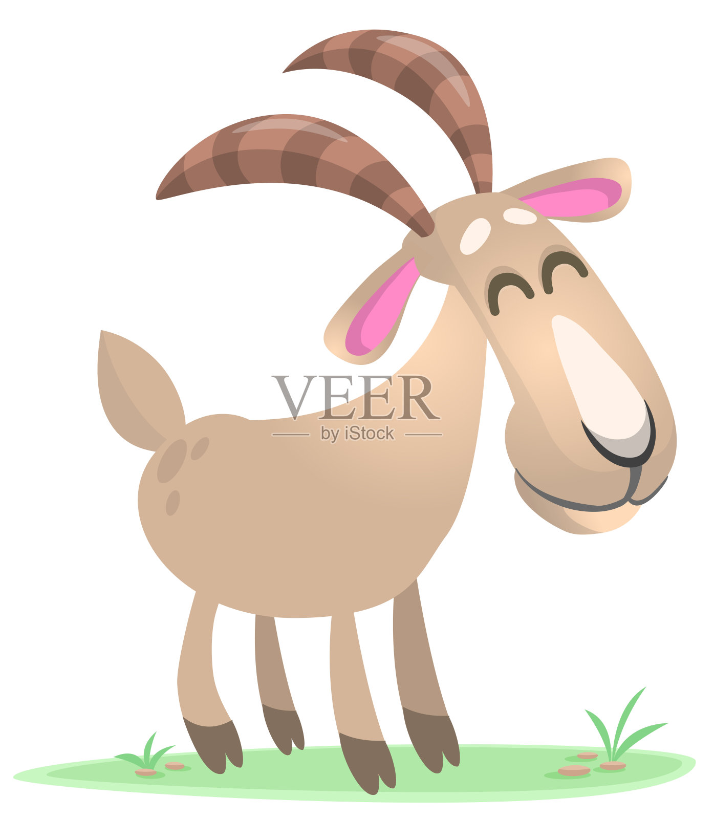 矢量插图可爱的山羊卡通人物孤立插画图片素材