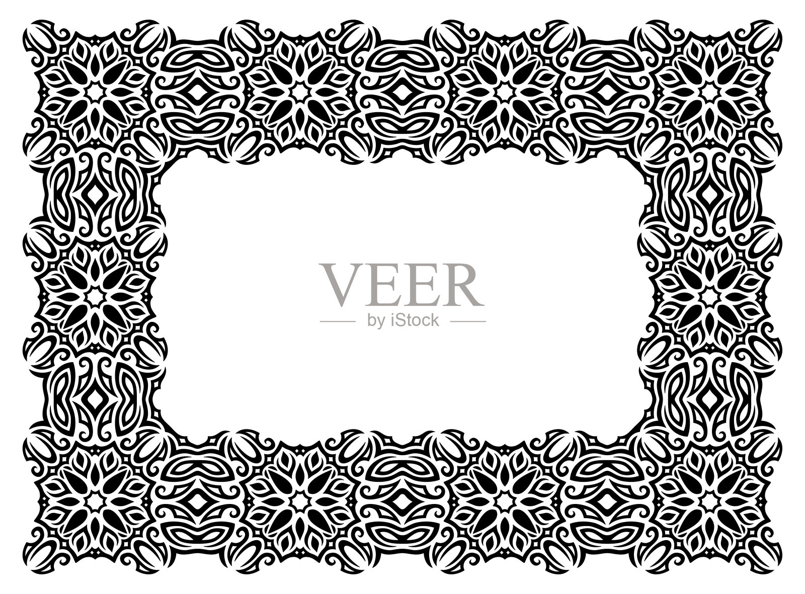 剪辑艺术与孤立的黑色部落框架设计元素图片