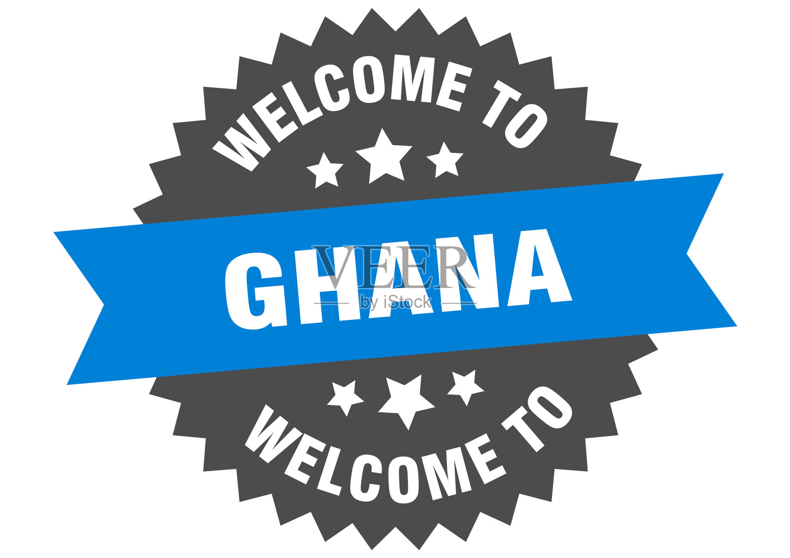 加纳标志欢迎来到加纳蓝色贴纸插画图片素材