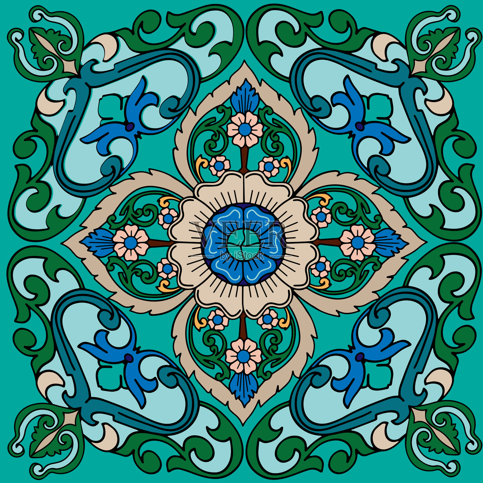 带有美丽图案的翡翠插画图片素材