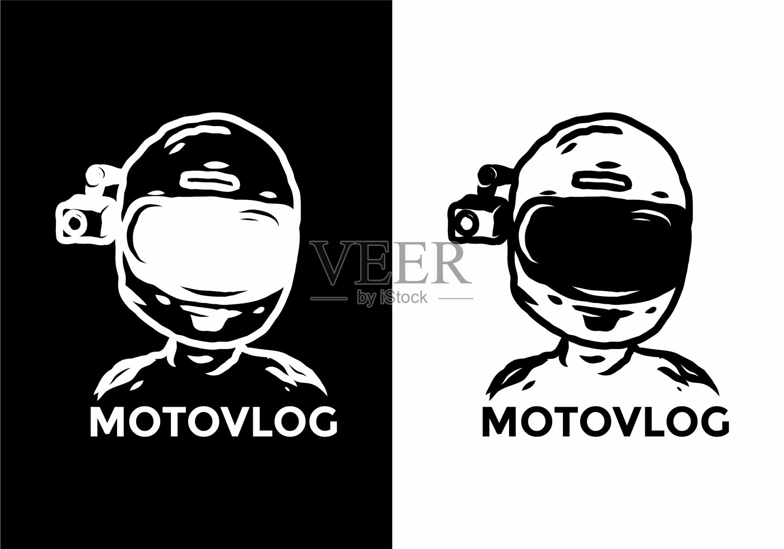 黑白彩色motovlog绘图插画图片素材