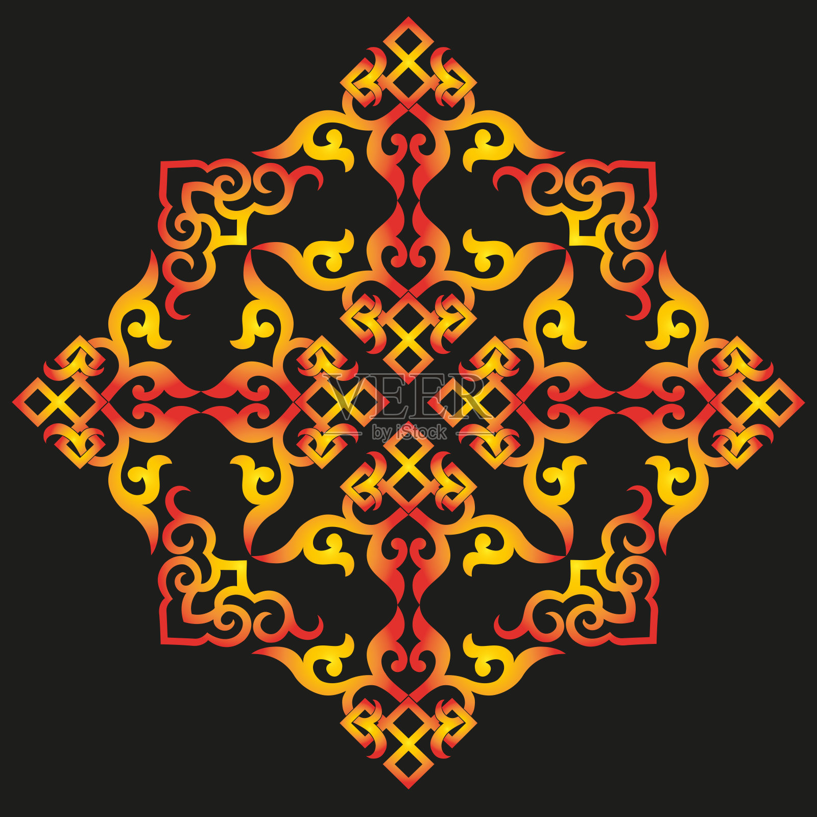 向量东方中国点缀,亚洲传统图案,花卉复古元素,剪影,点缀中亚,贴花,蒙古点缀插画图片素材