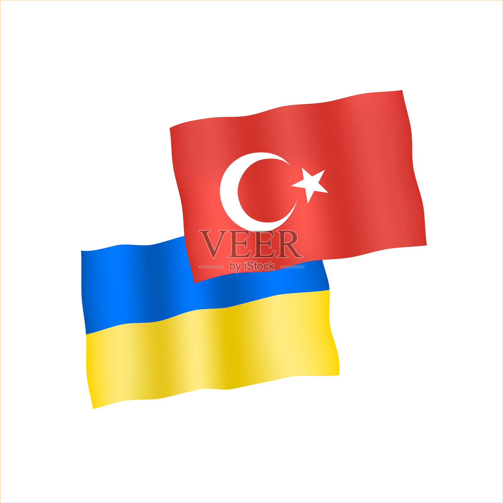 土耳其和乌克兰的矢量插图旗帜。插画图片素材