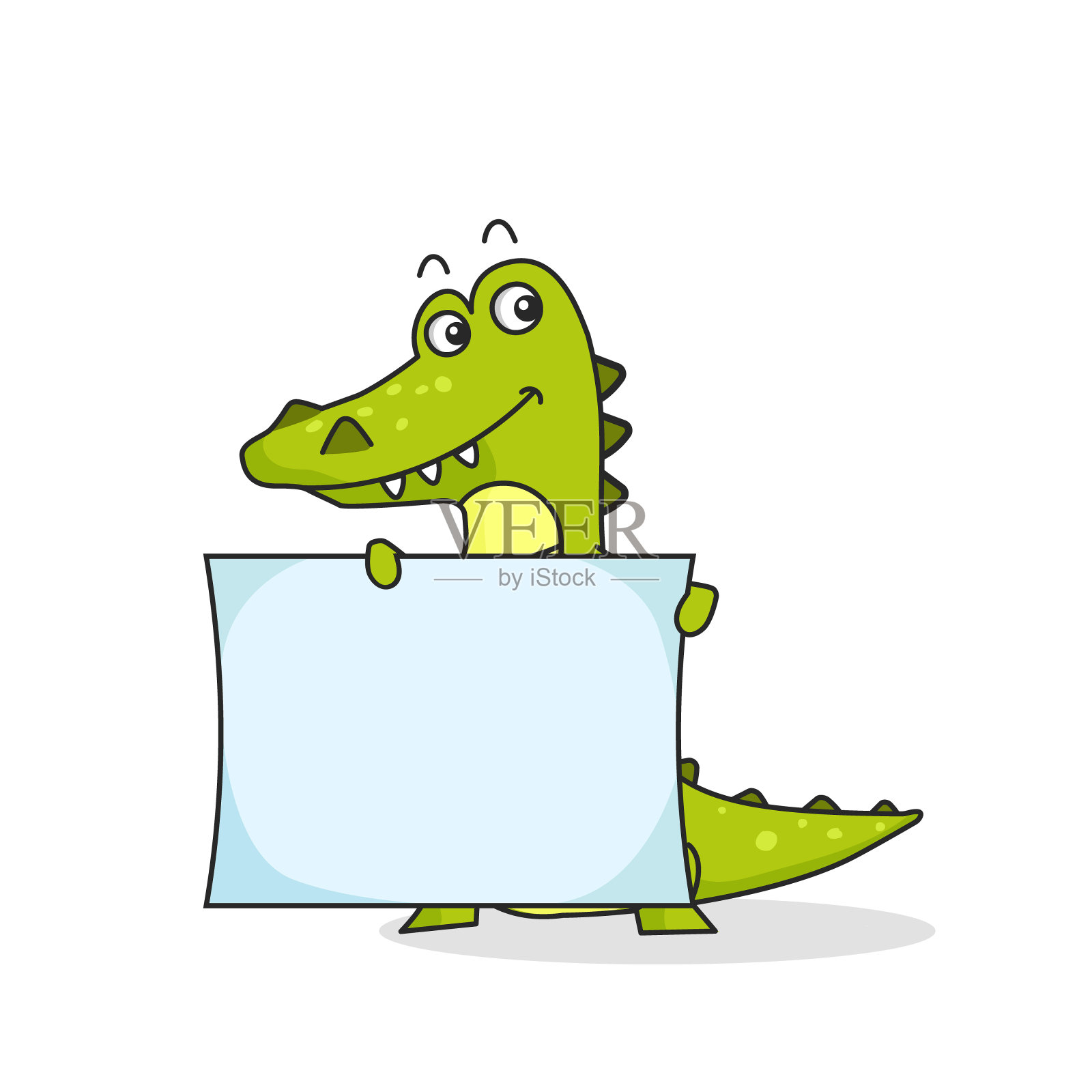 可爱的鳄鱼带着横幅插画图片素材