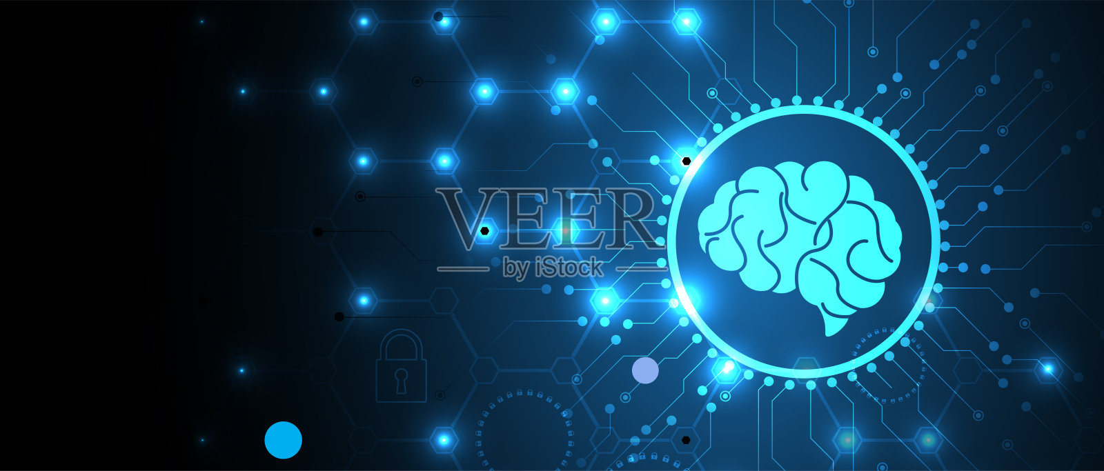 抽象的人类大脑。人工智能技术。科学背景插画图片素材