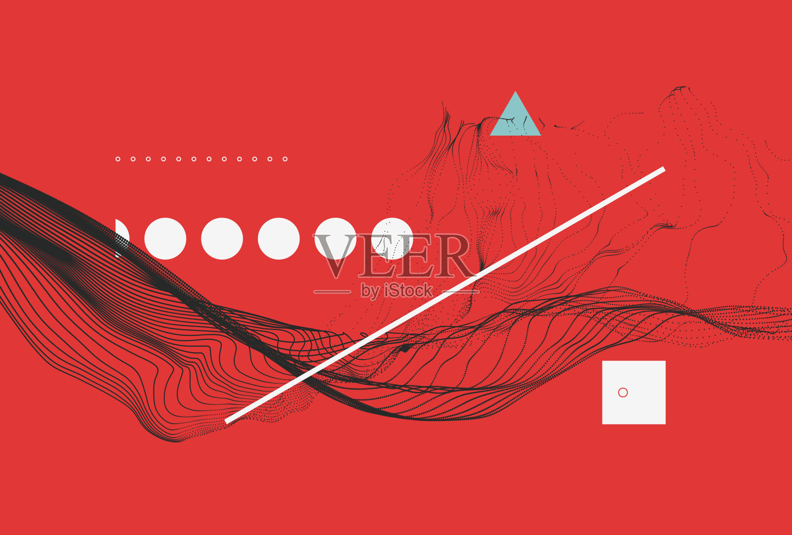 带有动态发射粒子的阵列。水溅模仿。抽象的背景。矢量插图。插画图片素材