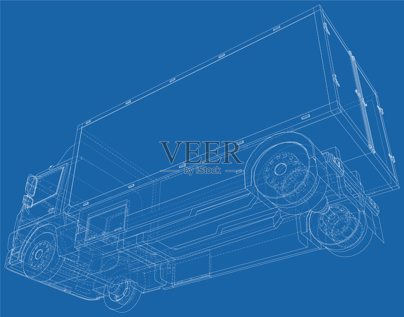 线框商用货车的层数插画图片素材